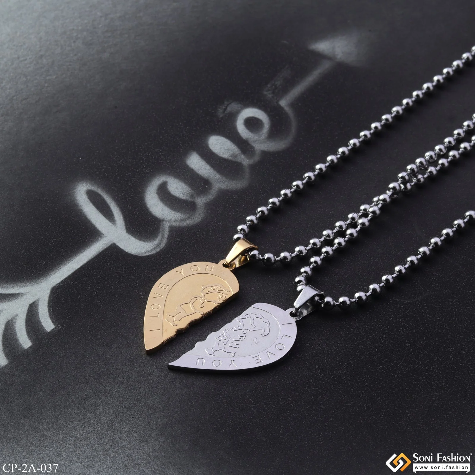 I Love You Friendship Day Gift - 2 Locket With 2 Chain - Stainless Steel Made - Style A037 - Image 5