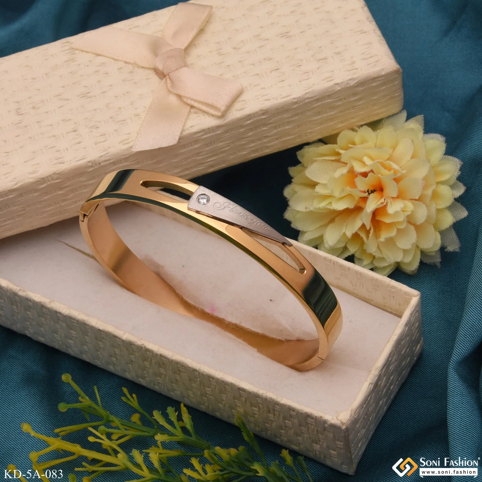 I Love You Silver Color Bracelet Kada Casual Design Gold Plated for Men - Style A083 - Image 4