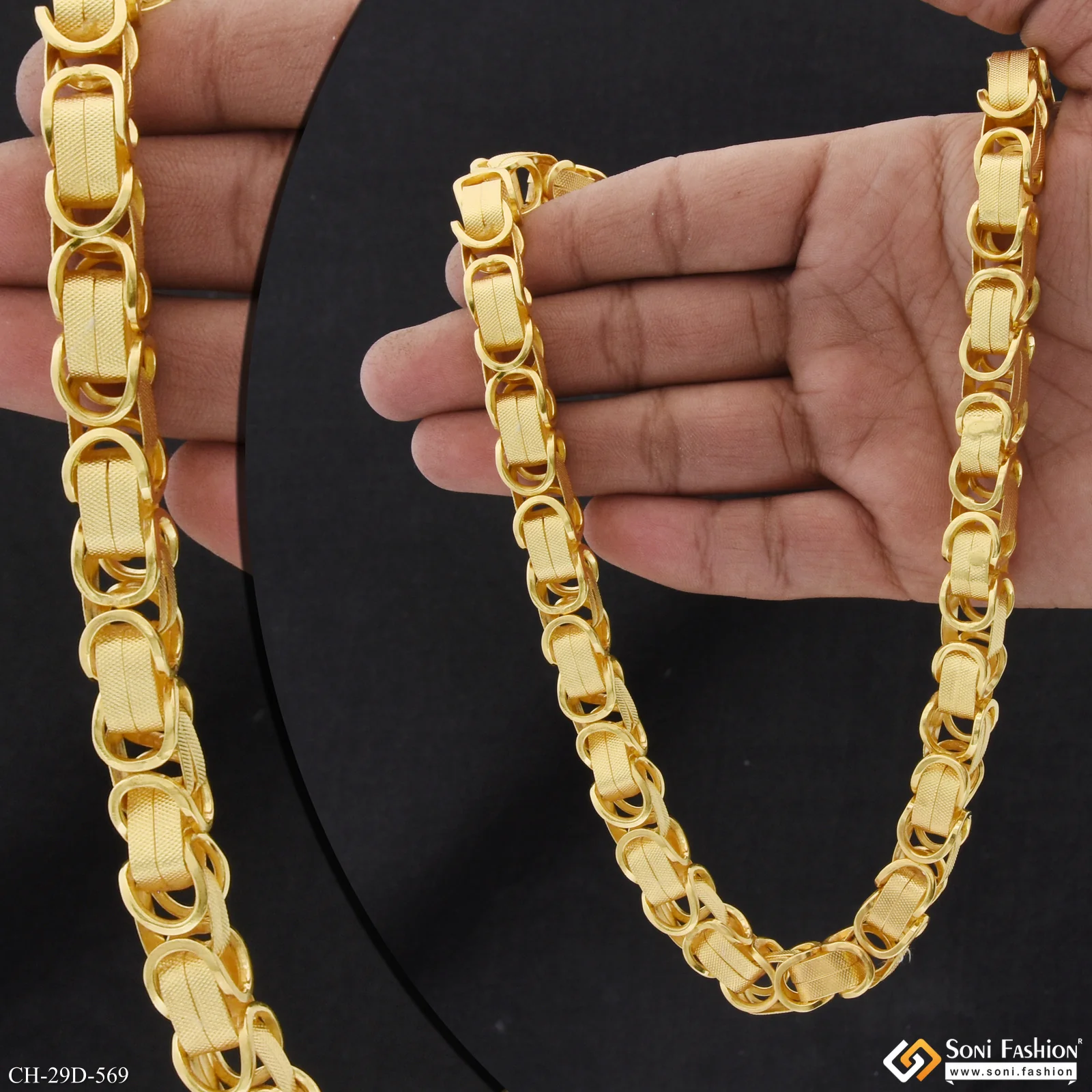 Interwoven Link Design Best Quality Gold Plated Chain for Men - Style D569 - Image 2