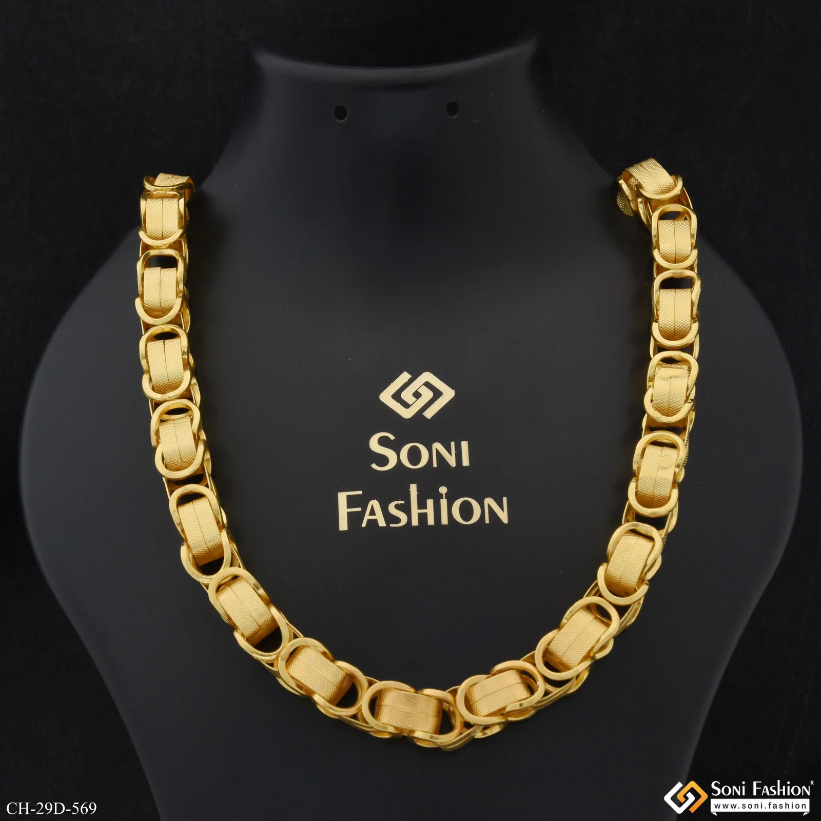 Interwoven Link Design Best Quality Gold Plated Chain for Men - Style D569 - Image 6