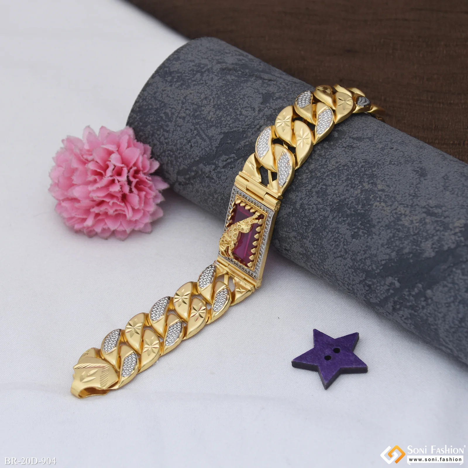 Jaguar Amazing Design Gold Plated Pokal Bracelet for Men - Style D904 - Image 2