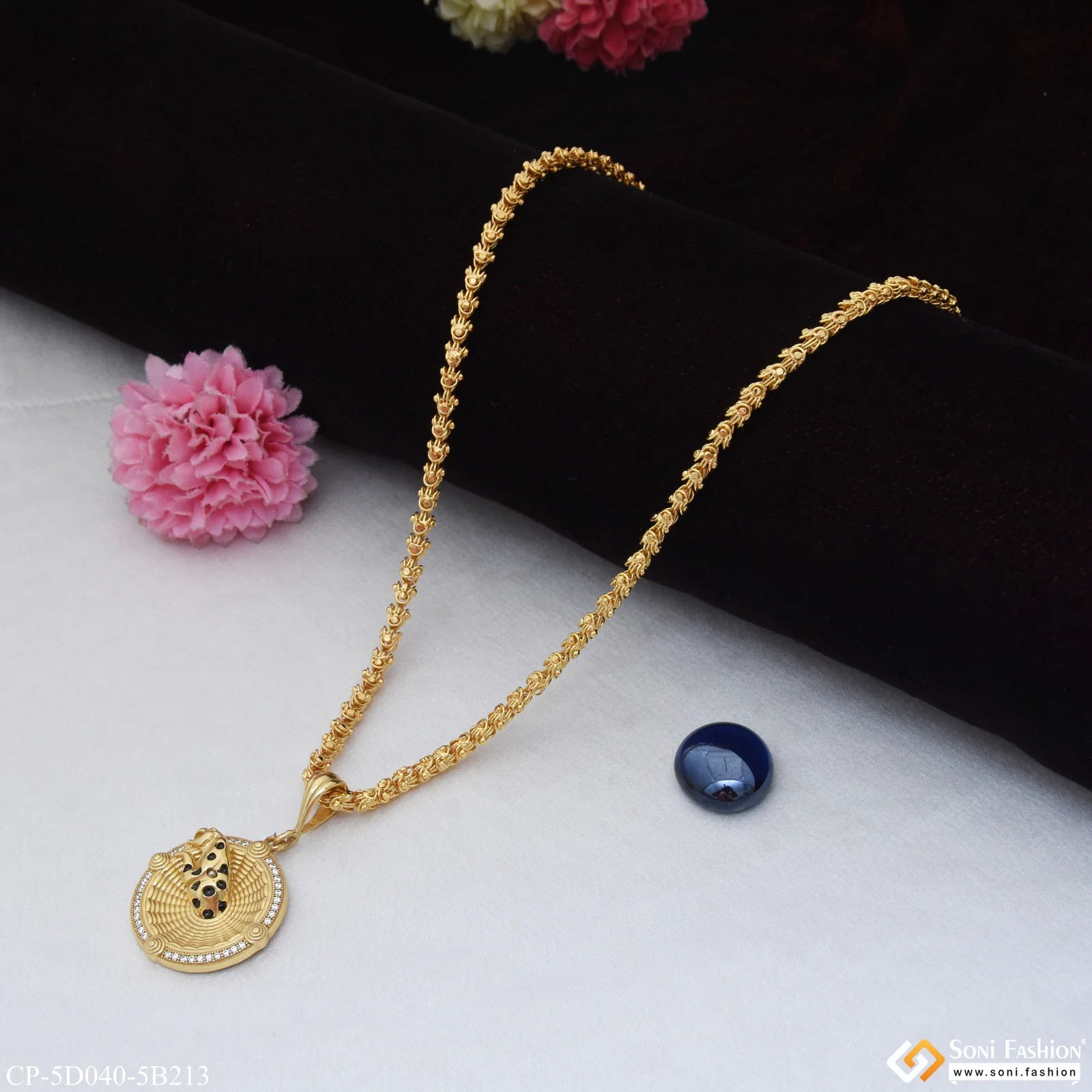 Jaguar Antique Design Gold Plated Chain with Pendant for Men (CP-D040-B213) - Image 2