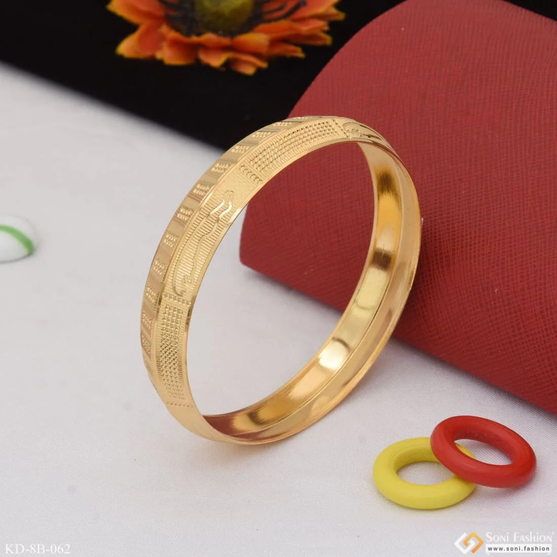 Jaguar Best Quality Durable Design Gold Plated Punjabi Kada for Men - Style B062 - Image 2