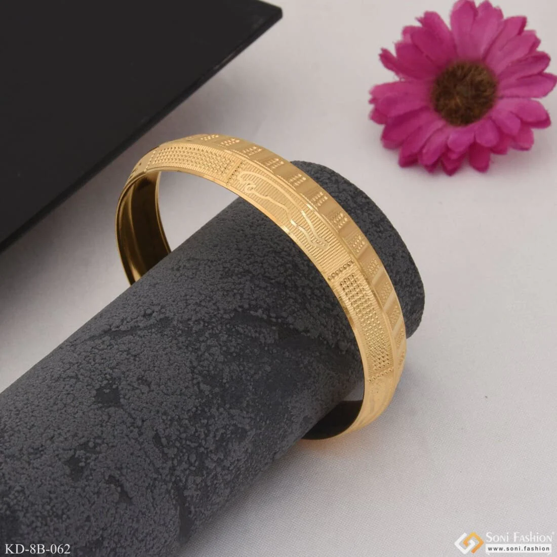 Jaguar Best Quality Durable Design Gold Plated Punjabi Kada for Men - Style B062 - Image 3