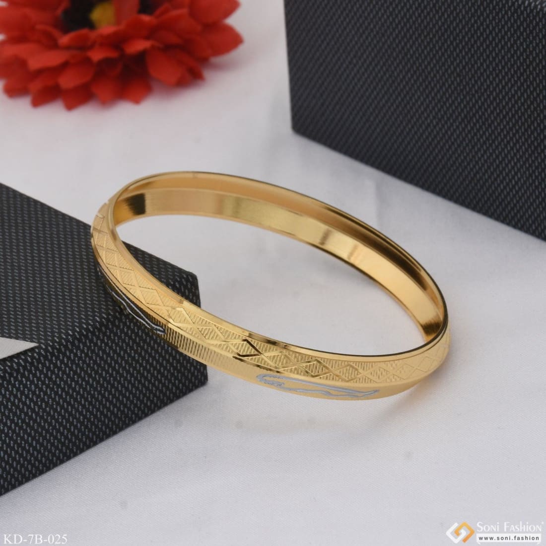 Jaguar Best Quality Elegant Design Gold Plated Punjabi Kada for Men - Style B025 - Image 3
