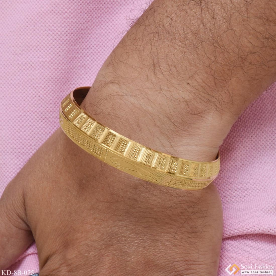 Jaguar Dainty Design Best Quality Gold Plated Punjabi Kada for Men - Style B075 - Image 2