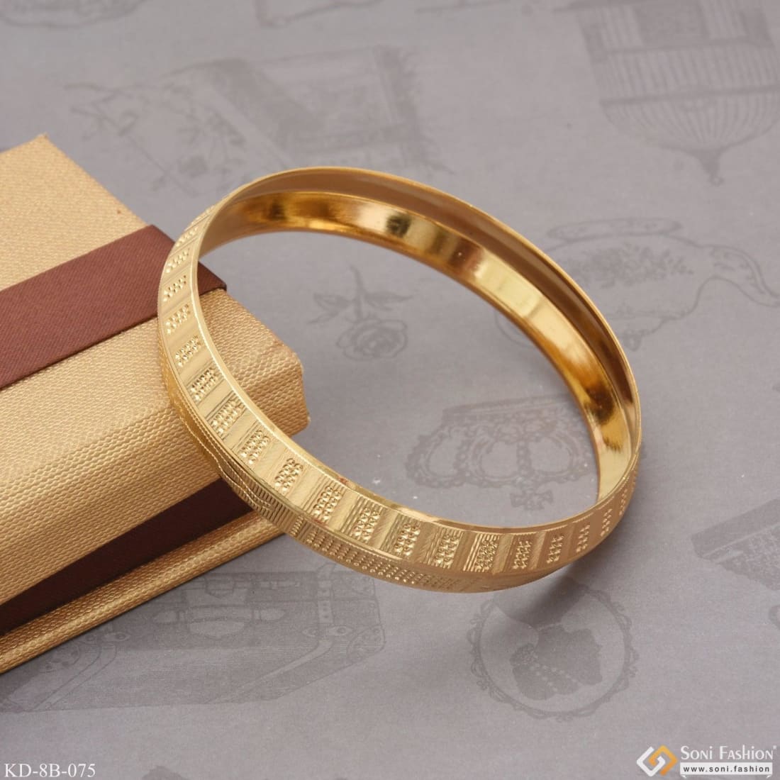 Jaguar Dainty Design Best Quality Gold Plated Punjabi Kada for Men - Style B075 - Image 5