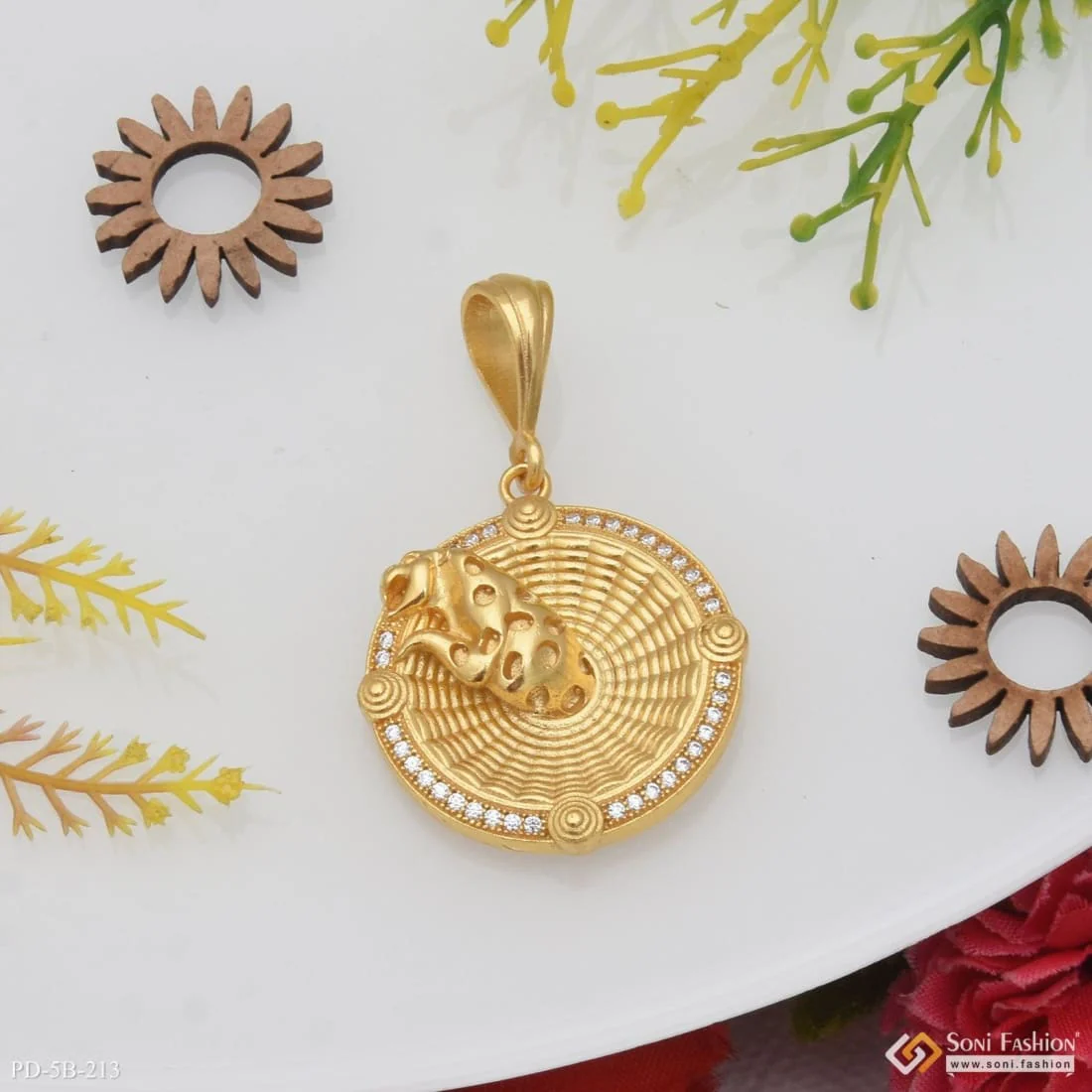 Jaguar With Diamond Superior Quality Graceful Design Gold Plated Pendant - Style B213 - Image 4