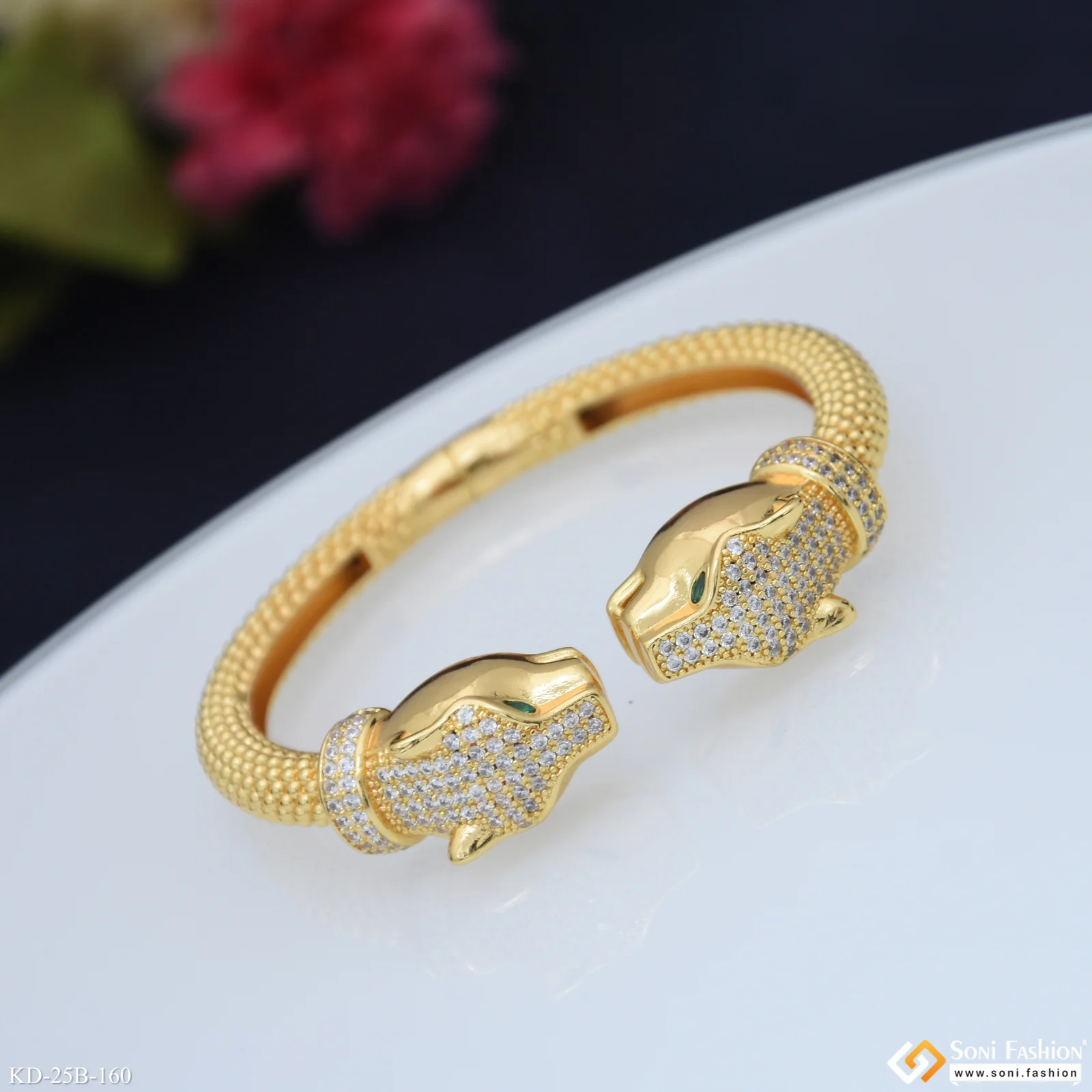 Jaguar Fashionable Design Gold Plated Kada for Men - Style B160 - Image 4