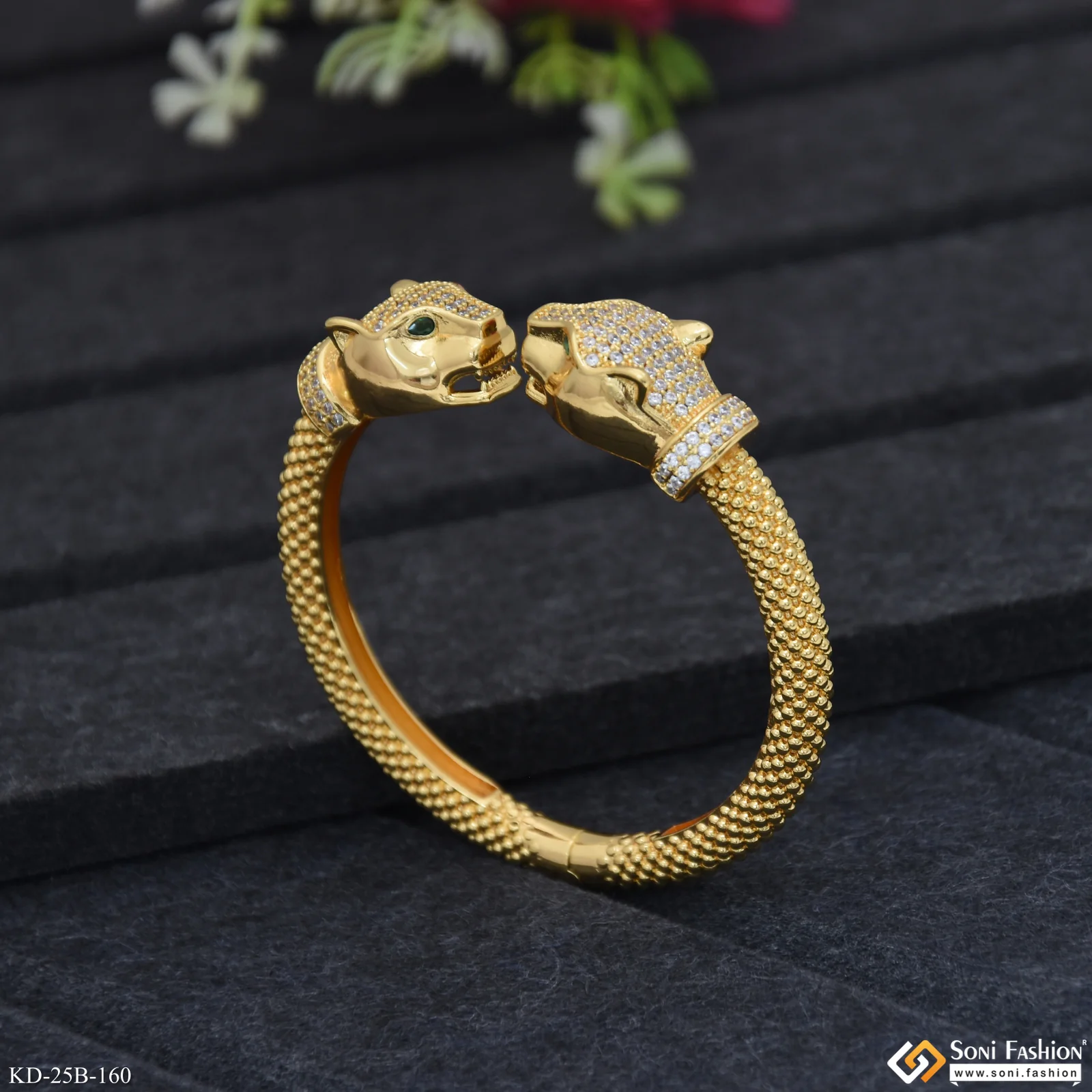 Jaguar Fashionable Design Gold Plated Kada for Men - Style B160 - Image 6
