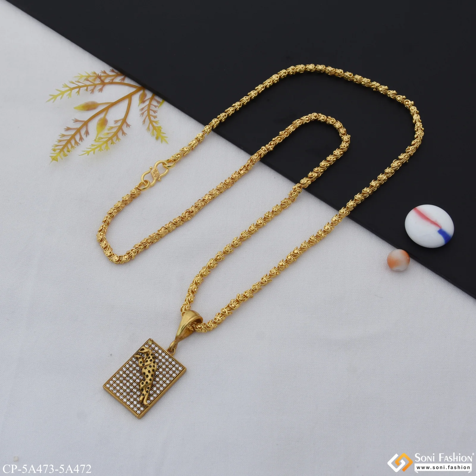 Jaguar Glamorous Design Gold Plated Chain Pendant Combo for Men (CP-A473-A472) - Image 3