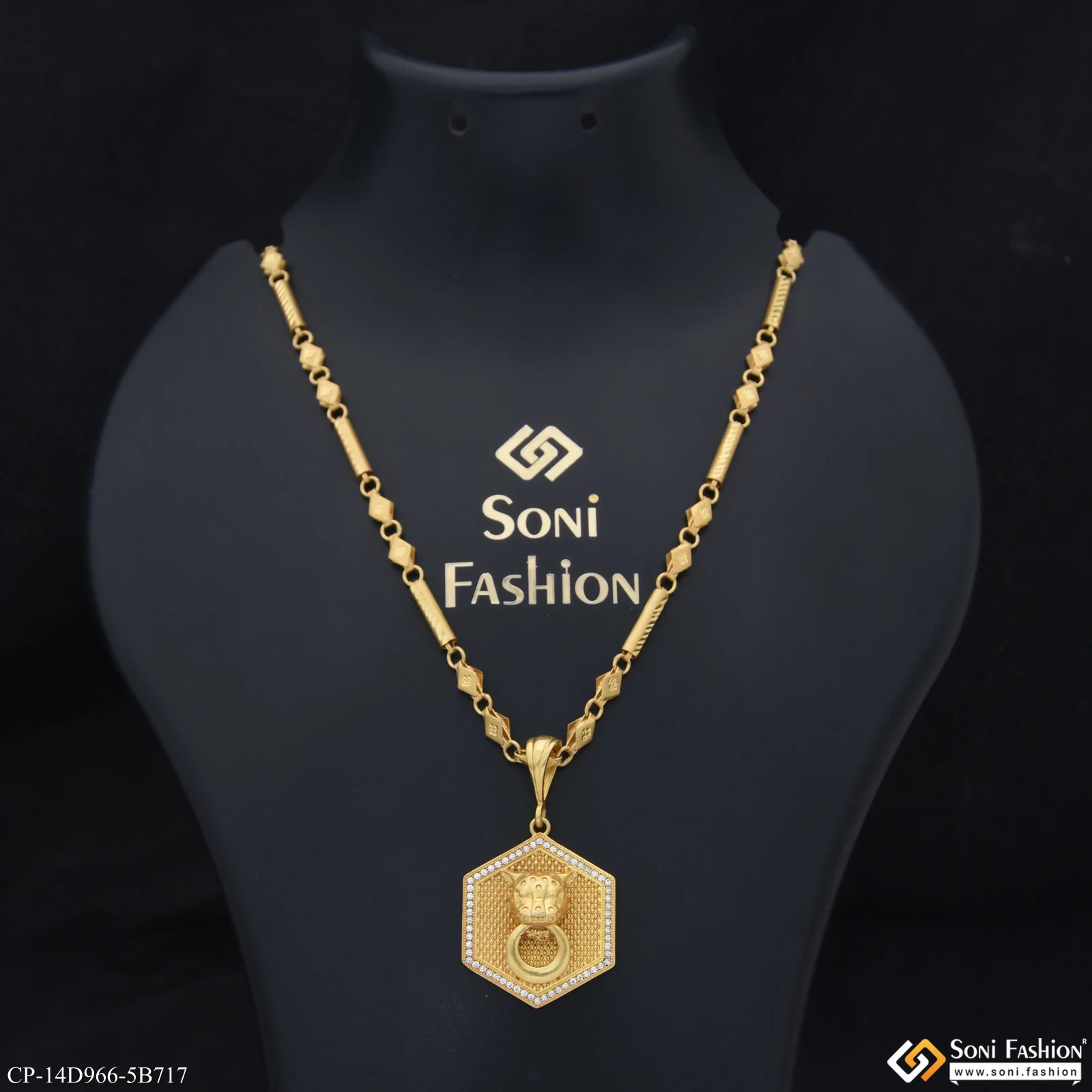 Jaguar Latest Design Gold Plated Pendant With Chain for Men (CP-D966-B717)