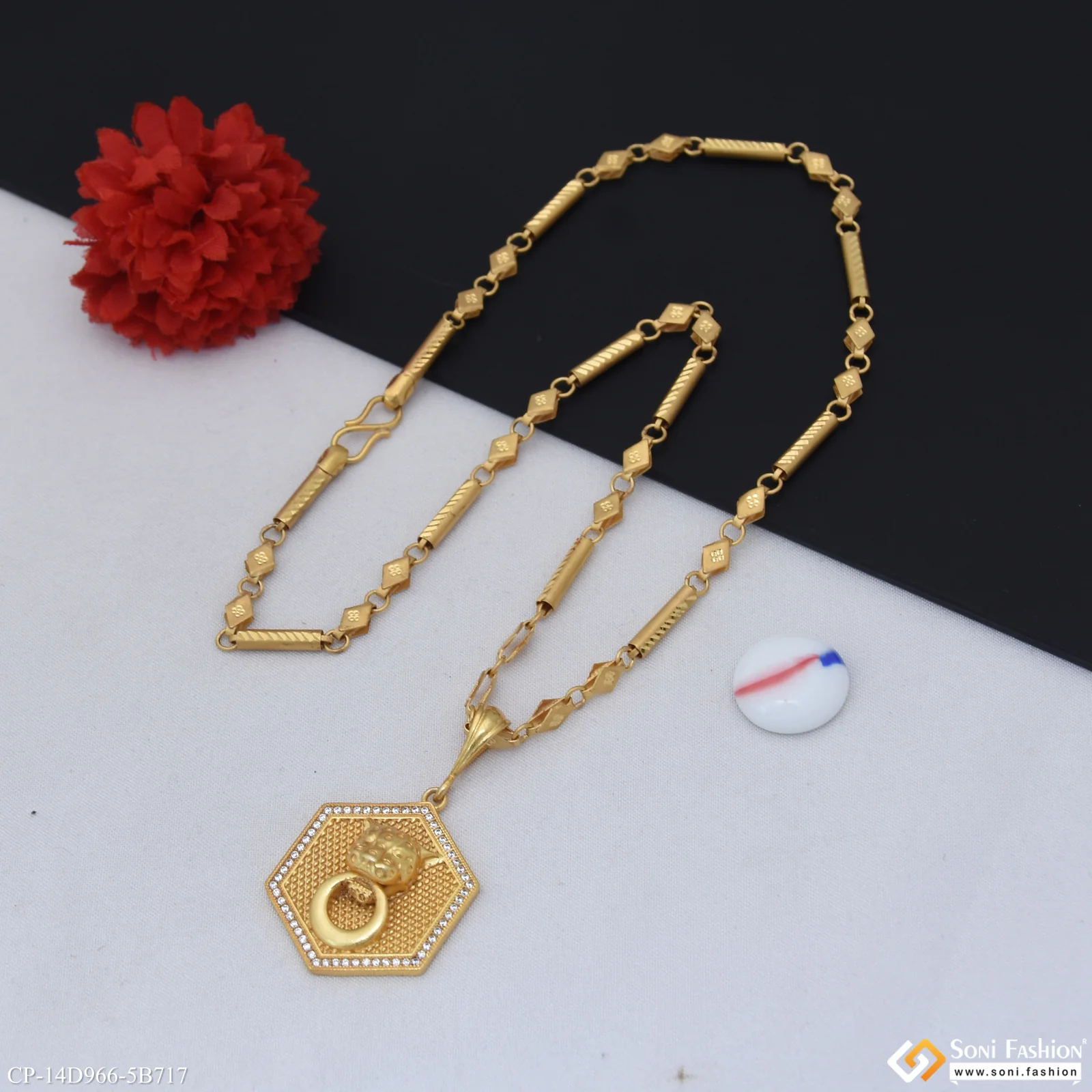 Jaguar Latest Design Gold Plated Pendant With Chain for Men (CP-D966-B717) - Image 4
