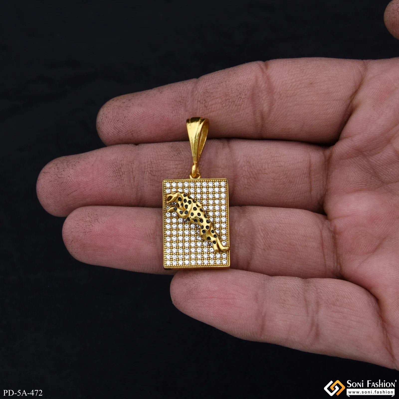 Jaguar Logo Gold Plated Pendant With Diamonds - Style A472 - Image 2