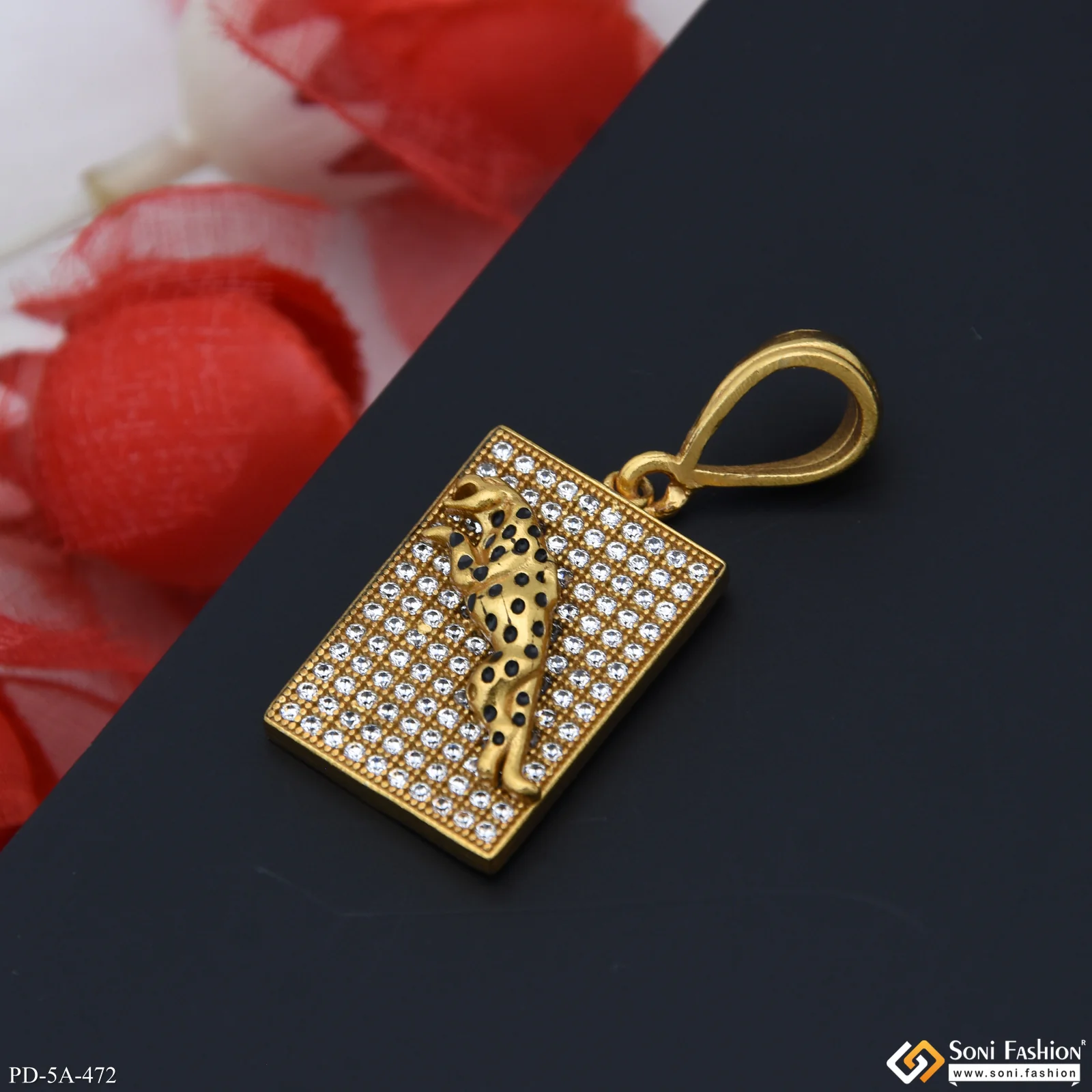 Jaguar Logo Gold Plated Pendant With Diamonds - Style A472 - Image 3