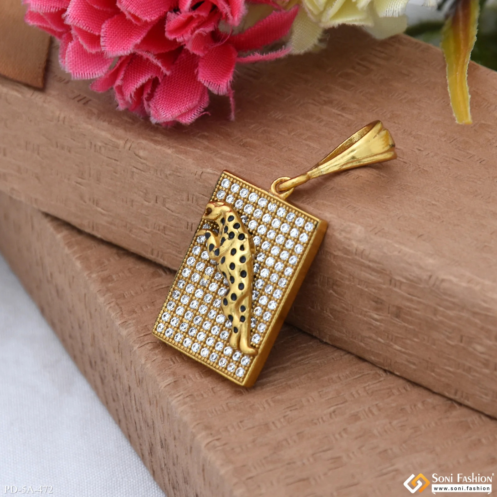 Jaguar Logo Gold Plated Pendant With Diamonds - Style A472 - Image 5