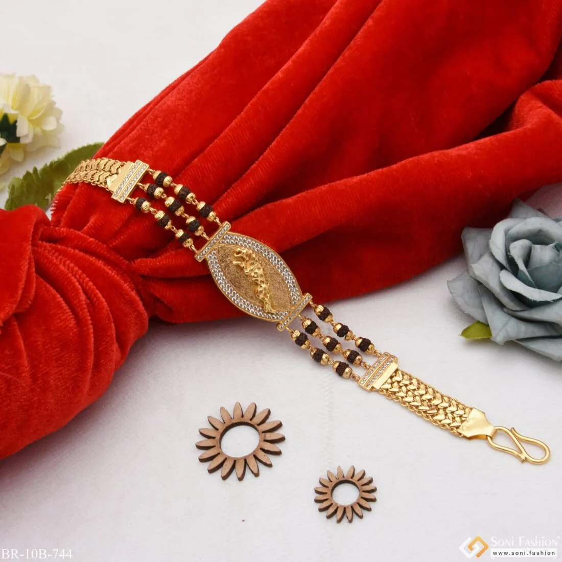 Jaguar with Diamond Best Quality Durable Design Gold Plated Bracelet - Style B744 - Image 3
