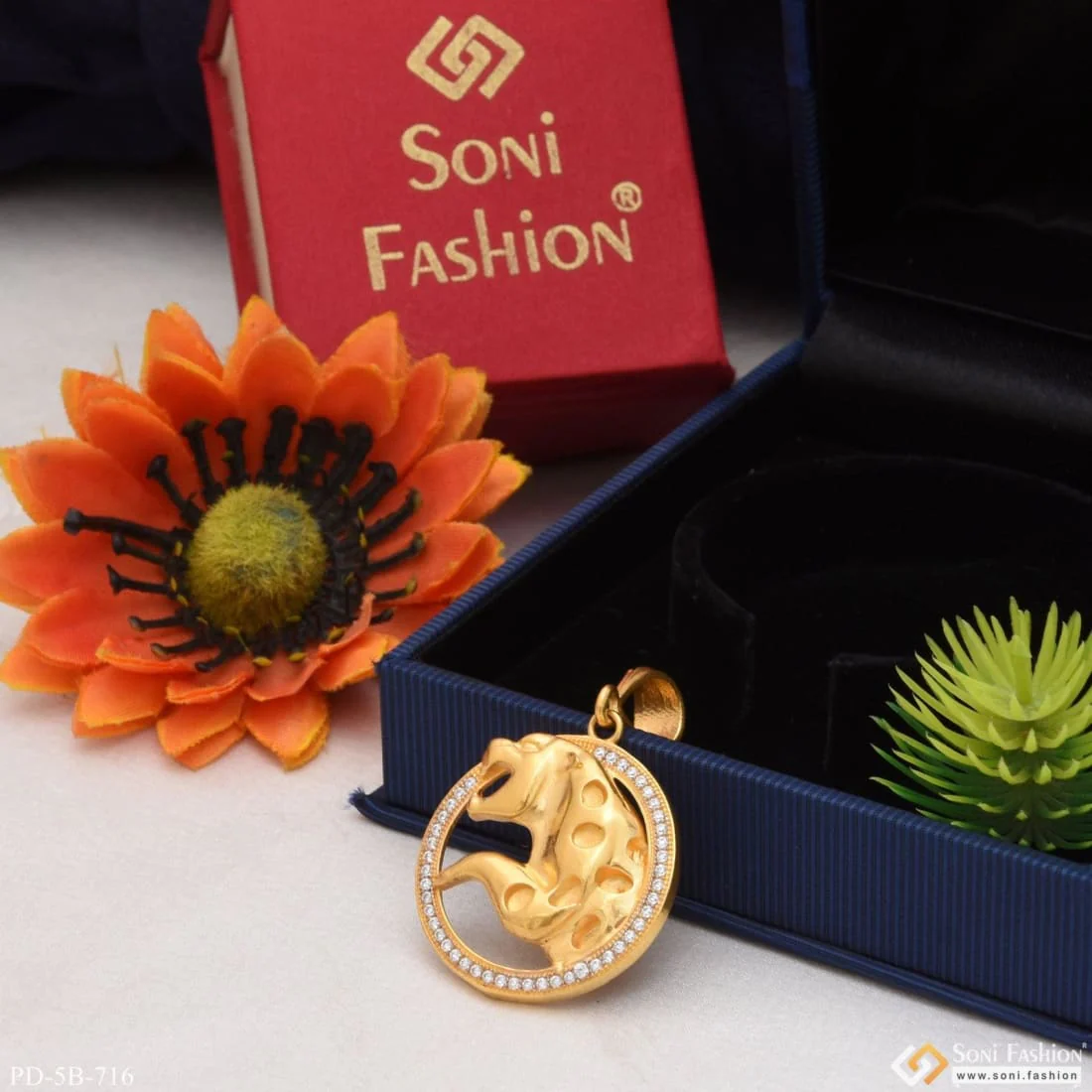 Jaguar With Diamond Fashionable Design Gold Plated Pendant For Men - Style B716 - Image 2