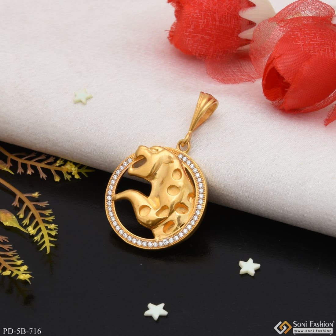 Jaguar With Diamond Fashionable Design Gold Plated Pendant For Men - Style B716 - Image 5