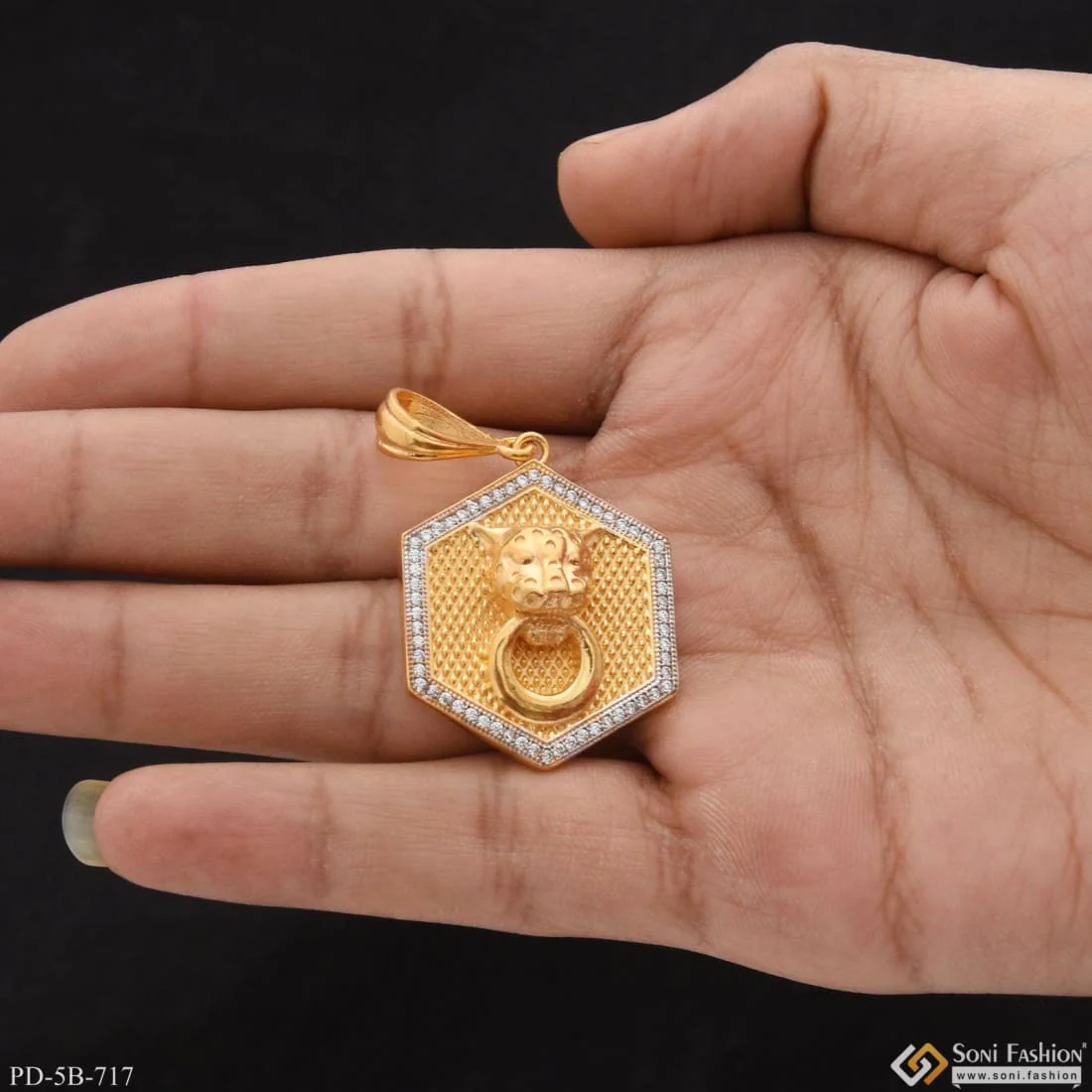 Jaguar with Diamond Finely Detailed Design Gold Plated Pendant for Men - Style B717