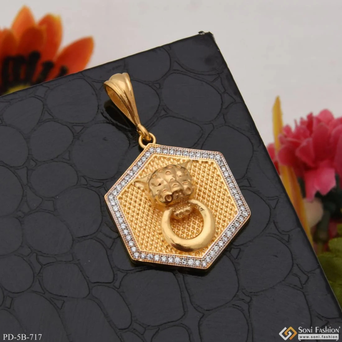 Jaguar with Diamond Finely Detailed Design Gold Plated Pendant for Men - Style B717 - Image 2
