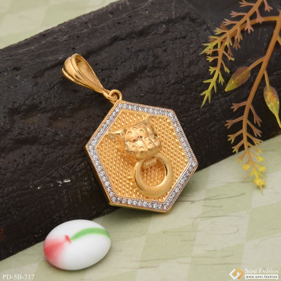 Jaguar with Diamond Finely Detailed Design Gold Plated Pendant for Men - Style B717 - Image 4