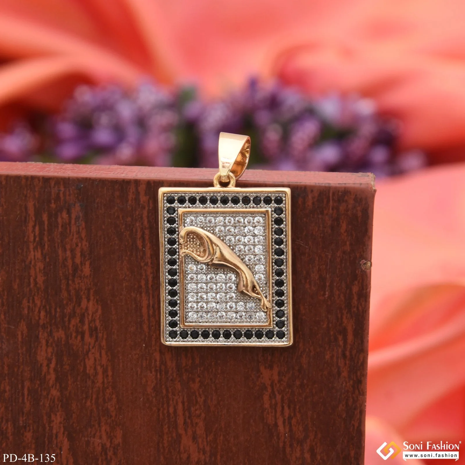 Jaguar With Diamond Finely Detailed Design Rose Gold Pendant For Men - Style B135 - Image 2