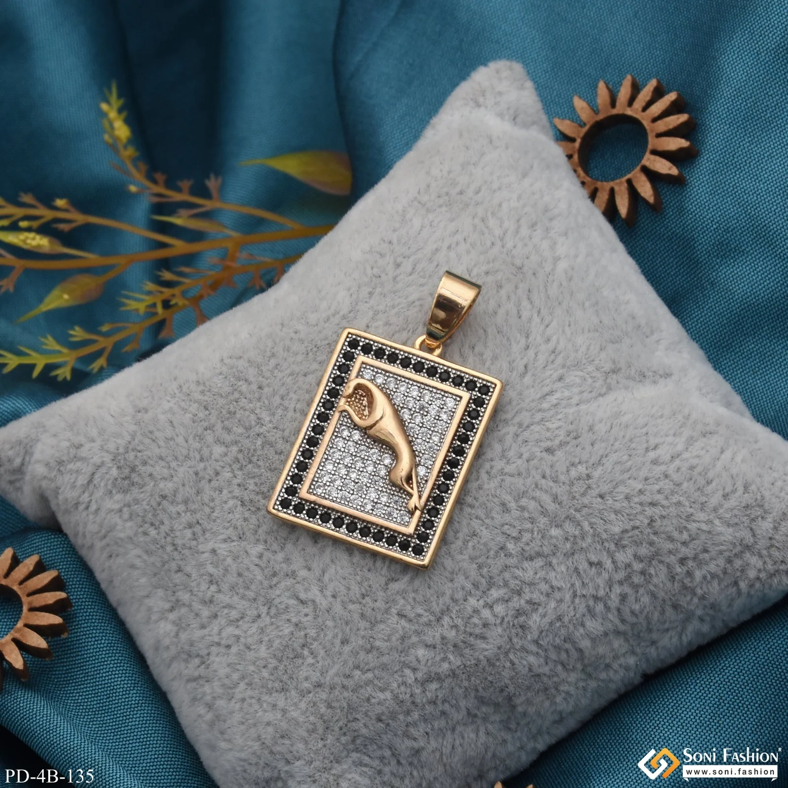 Jaguar With Diamond Finely Detailed Design Rose Gold Pendant For Men - Style B135 - Image 3
