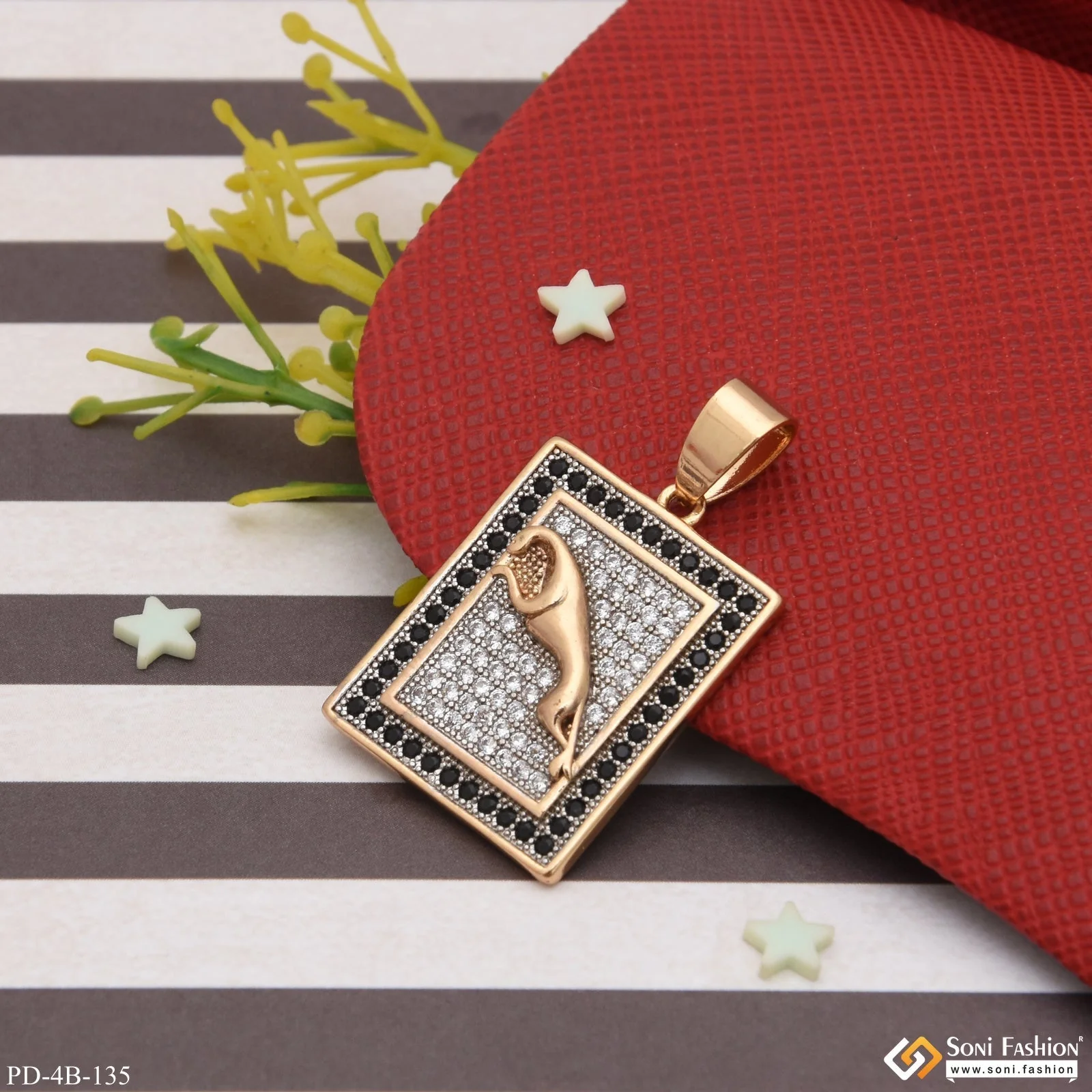 Jaguar With Diamond Finely Detailed Design Rose Gold Pendant For Men - Style B135 - Image 5