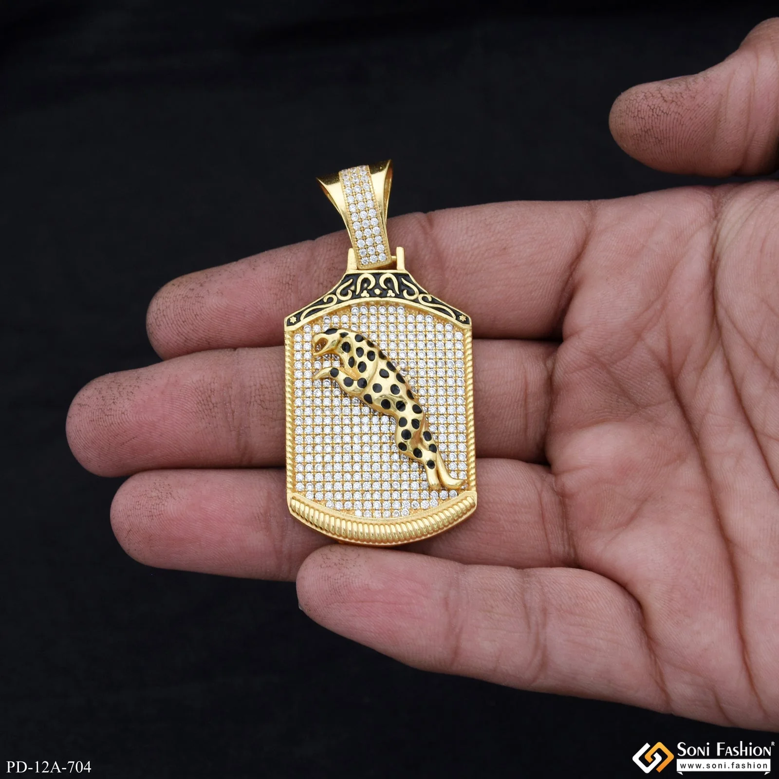 Jaguar With Diamond High-quality Gold Plated Pendant For Men - Style A704