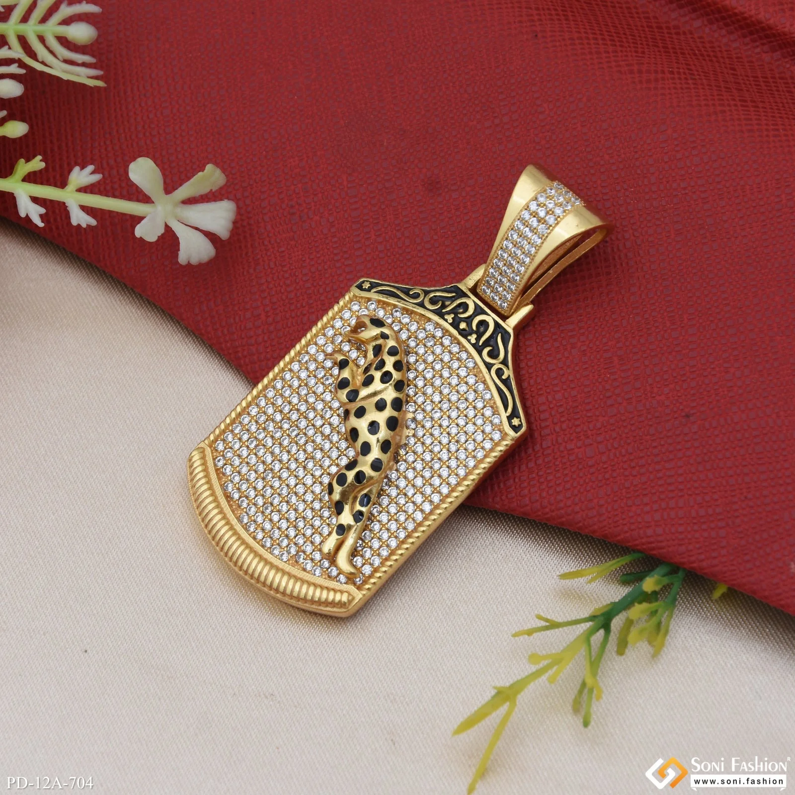 Jaguar With Diamond High-quality Gold Plated Pendant For Men - Style A704 - Image 2