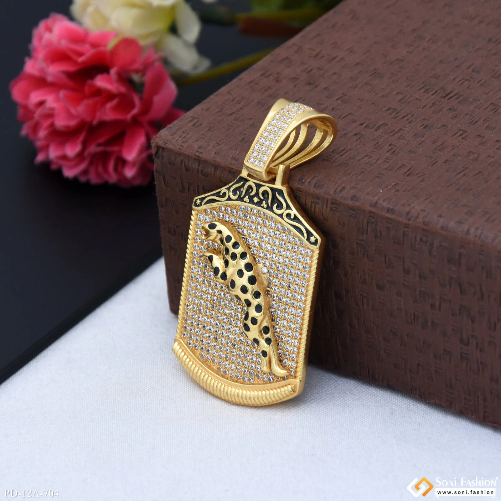 Jaguar With Diamond High-quality Gold Plated Pendant For Men - Style A704 - Image 3