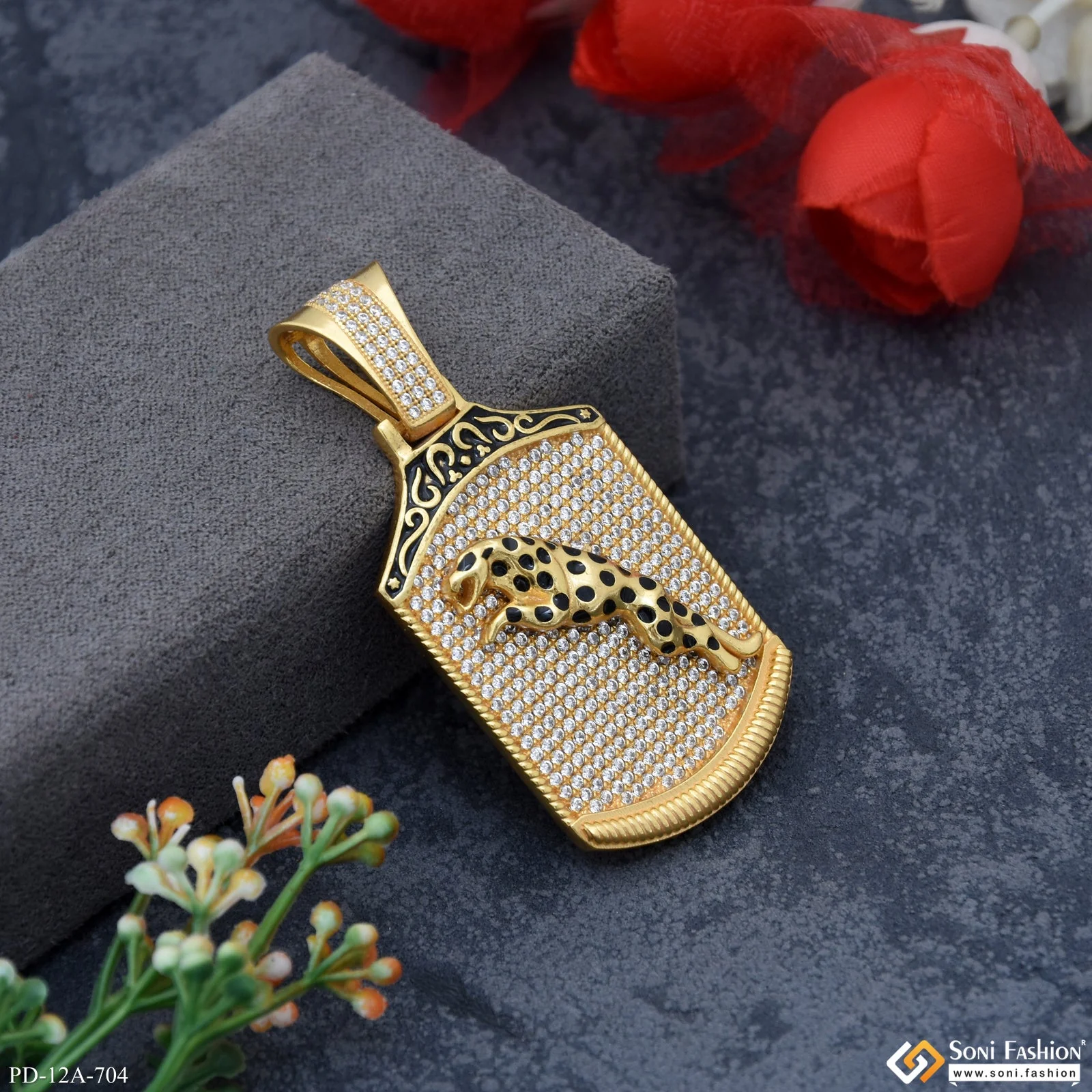Jaguar With Diamond High-quality Gold Plated Pendant For Men - Style A704 - Image 4