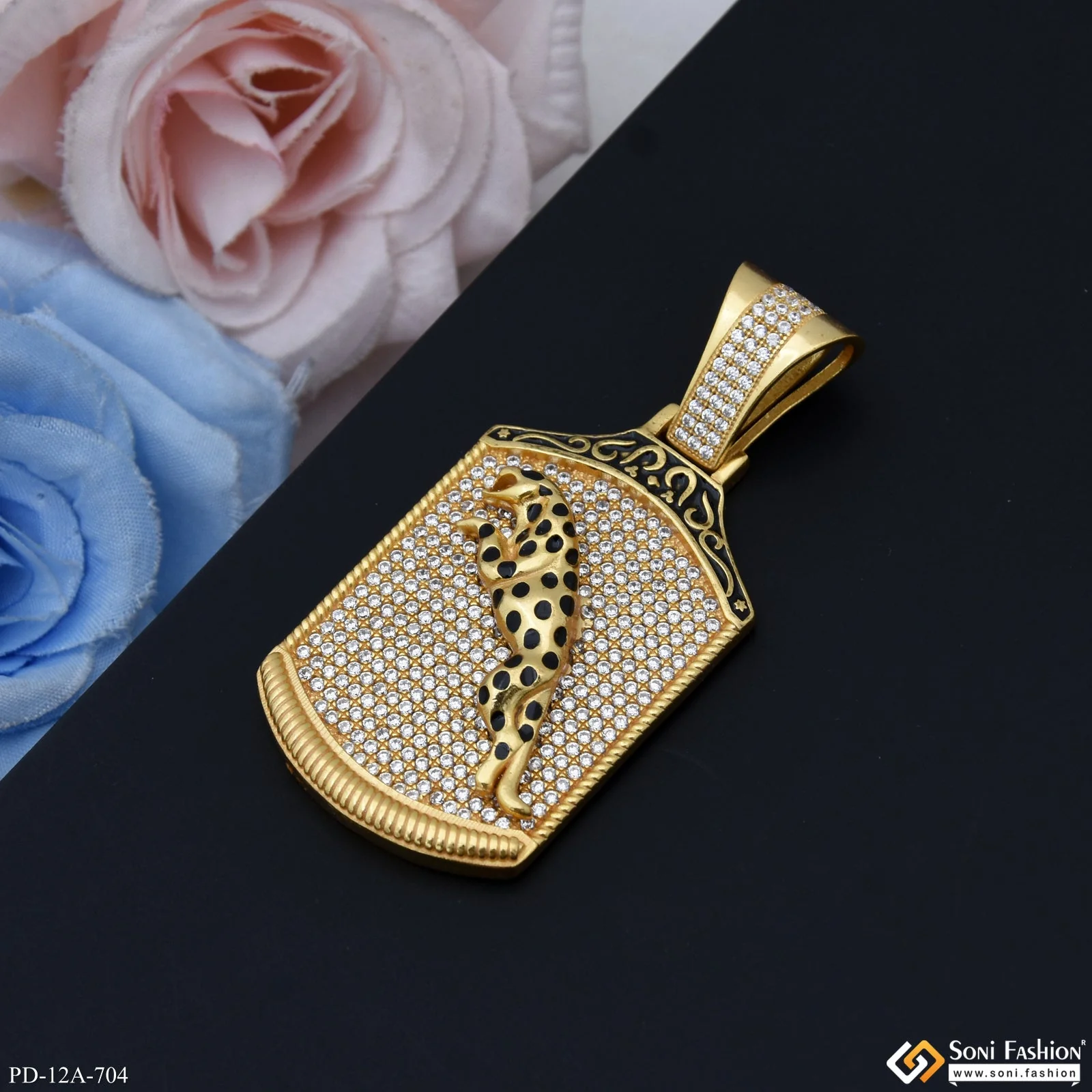 Jaguar With Diamond High-quality Gold Plated Pendant For Men - Style A704 - Image 5