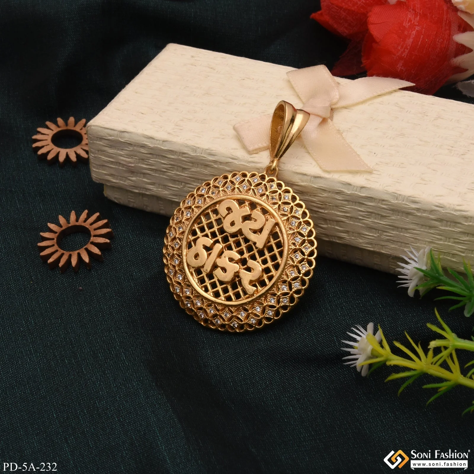 Jai Thakar Round with Diamond Lovely Design High Quality Gold Plated Pendant - Style A232