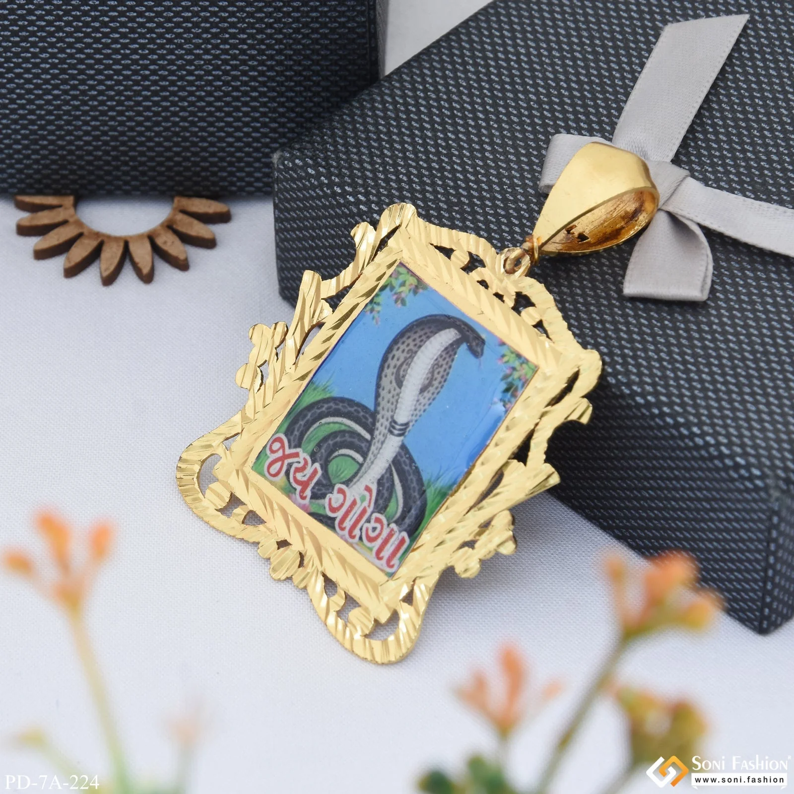 Jay Goga Maharaj Handmade Photo Sophisticated Design Gold Plated Pendant - Style A224 - Image 4