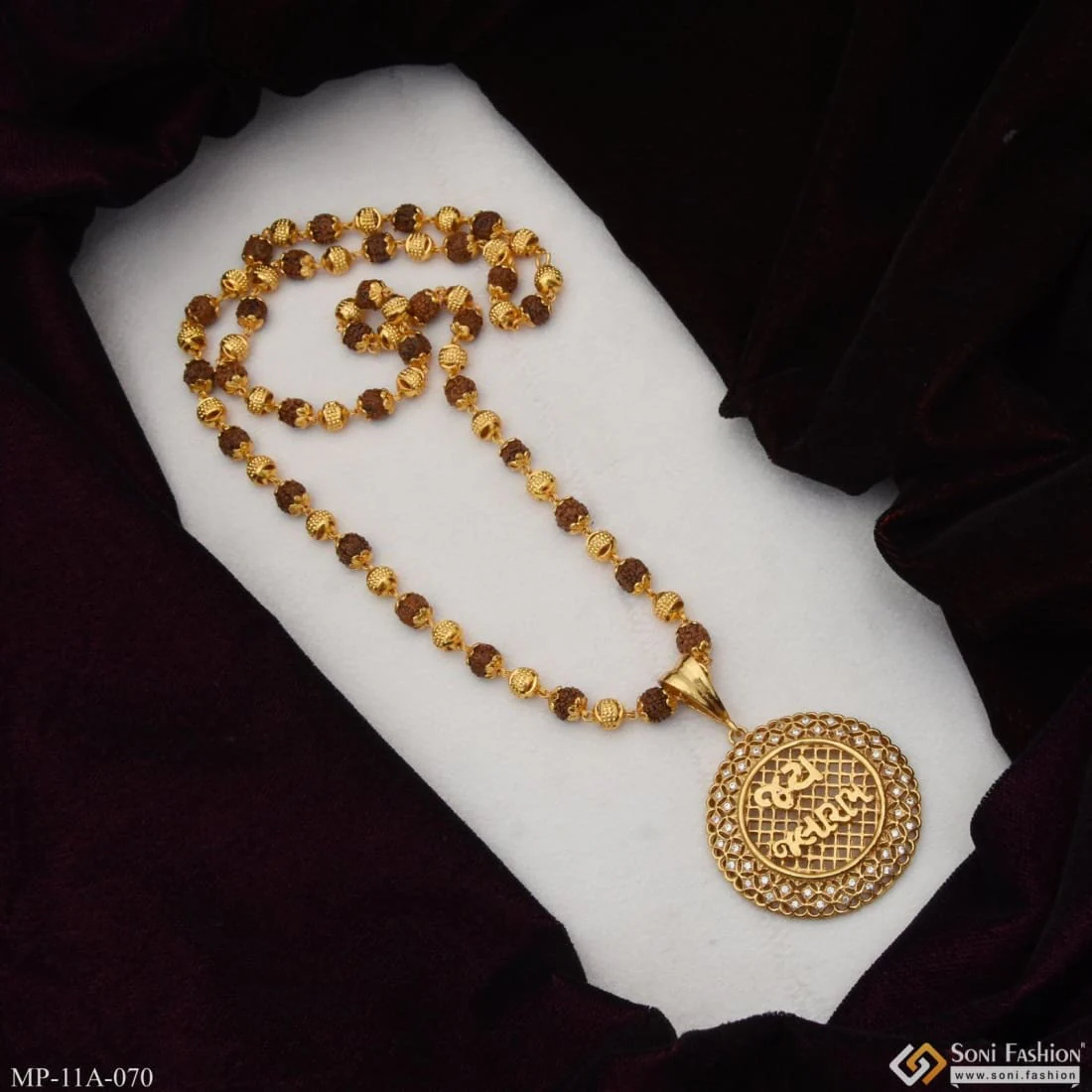Jay Jalaram Glittering Design Rudraksha Mala With Pendant For Men - Style A070 - Image 5