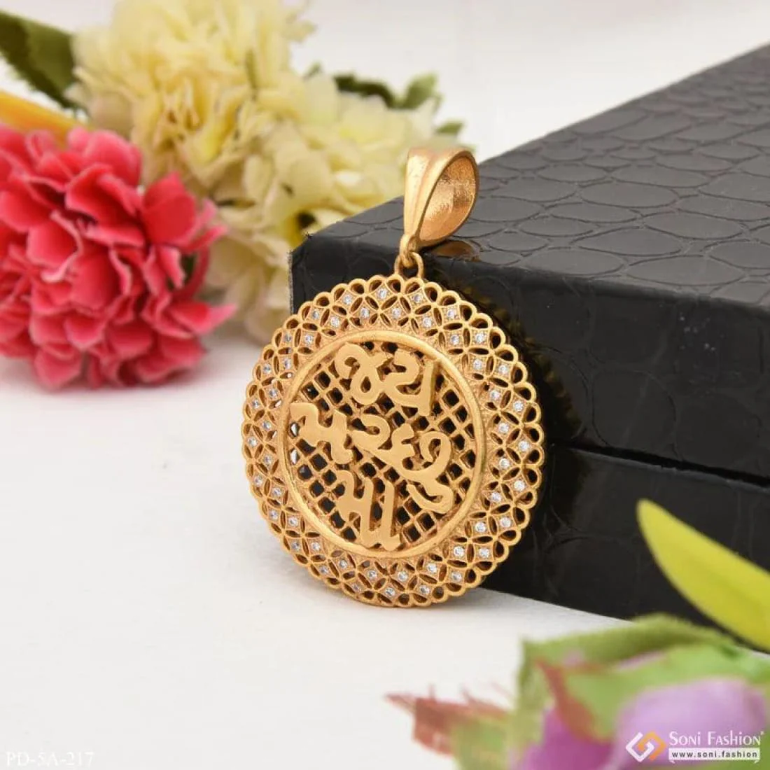 Jay Machhu Maa With Diamond Exquisite Design Gold Plated Pendant For Men - Style A217 - Image 5