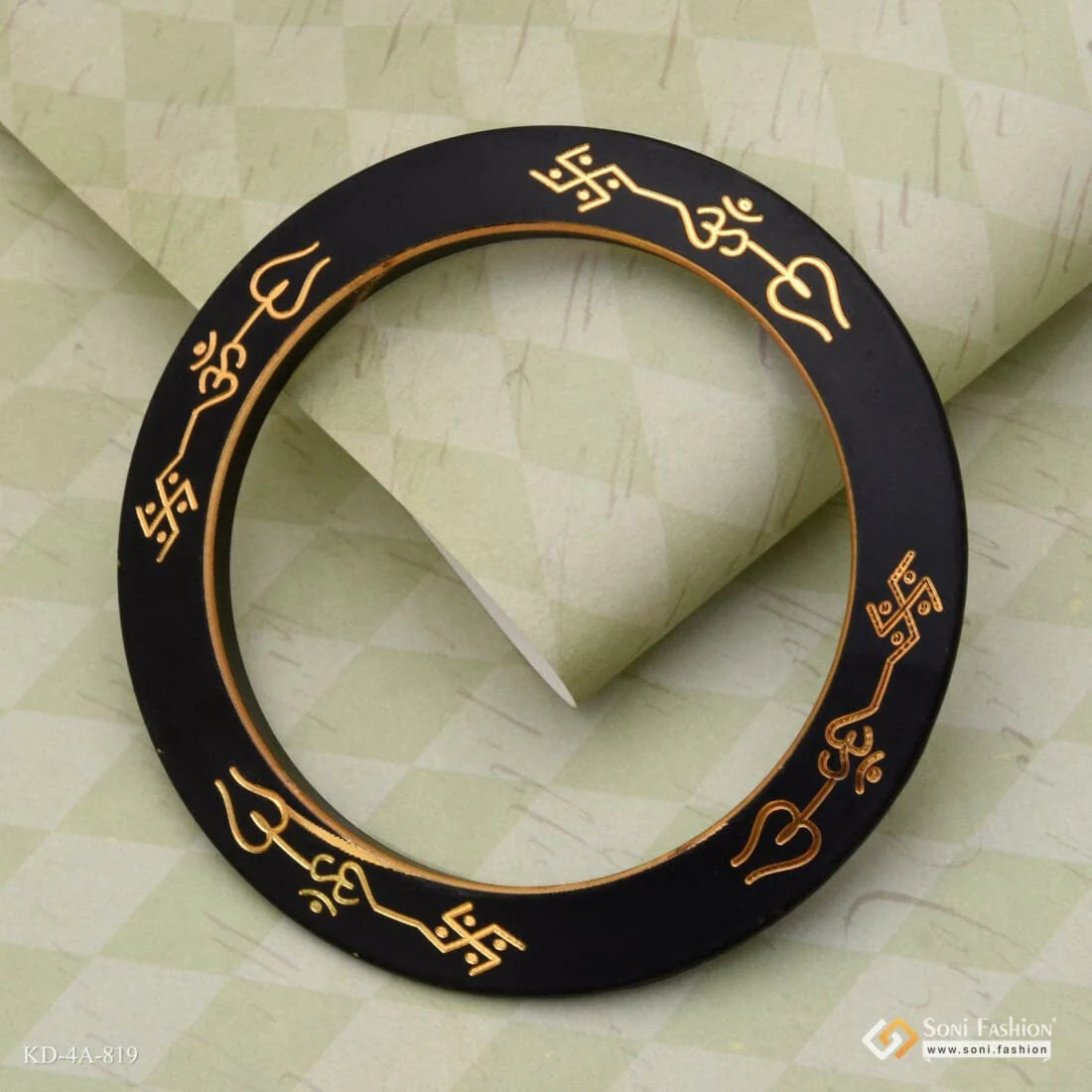 Jay Mataji Classic Design Superior Quality Black & Golden Color Kada - Style A819 - Image 3