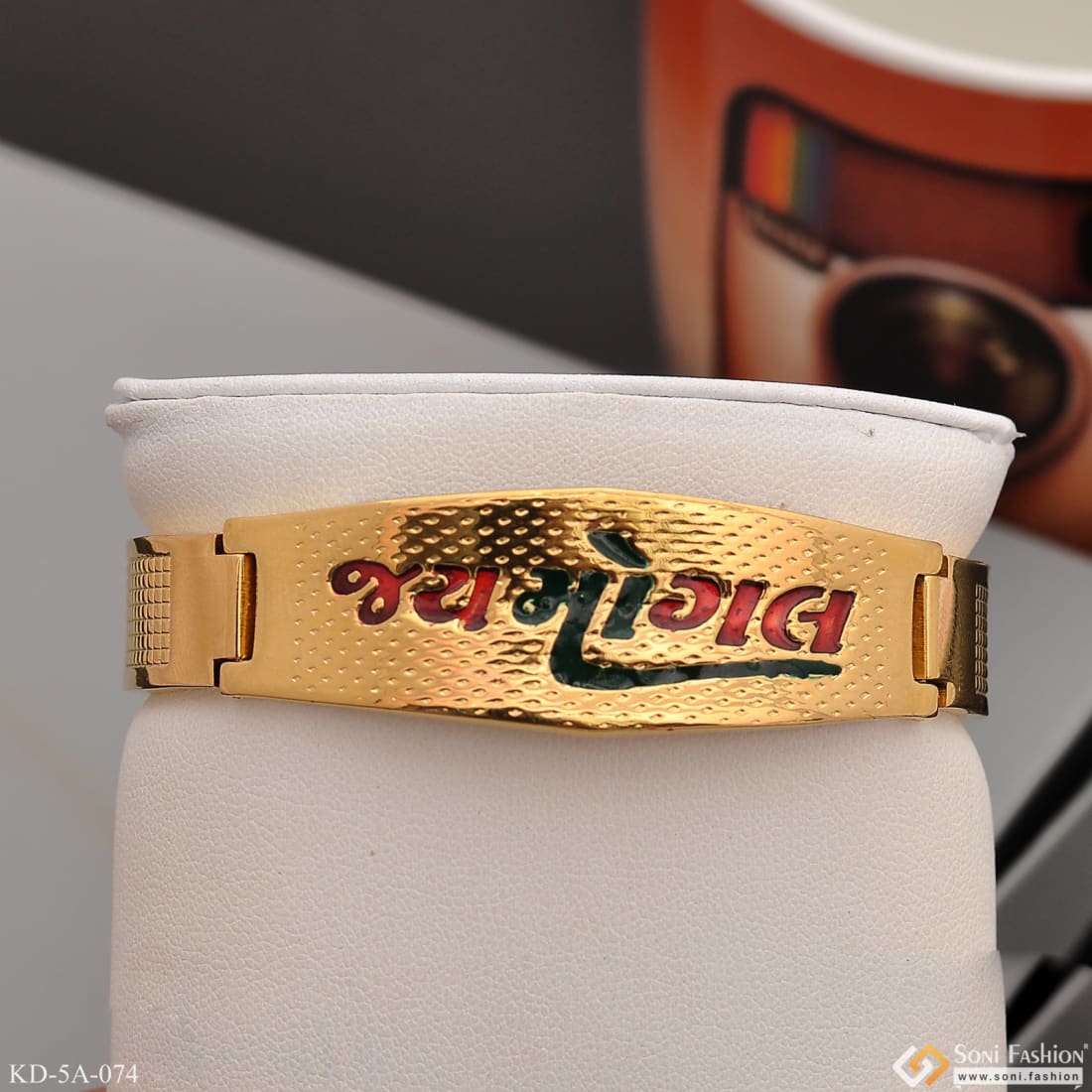 Jay Mogal Bracelet Kada Casual Design Gold Plated for Men - Style A074 - Image 3