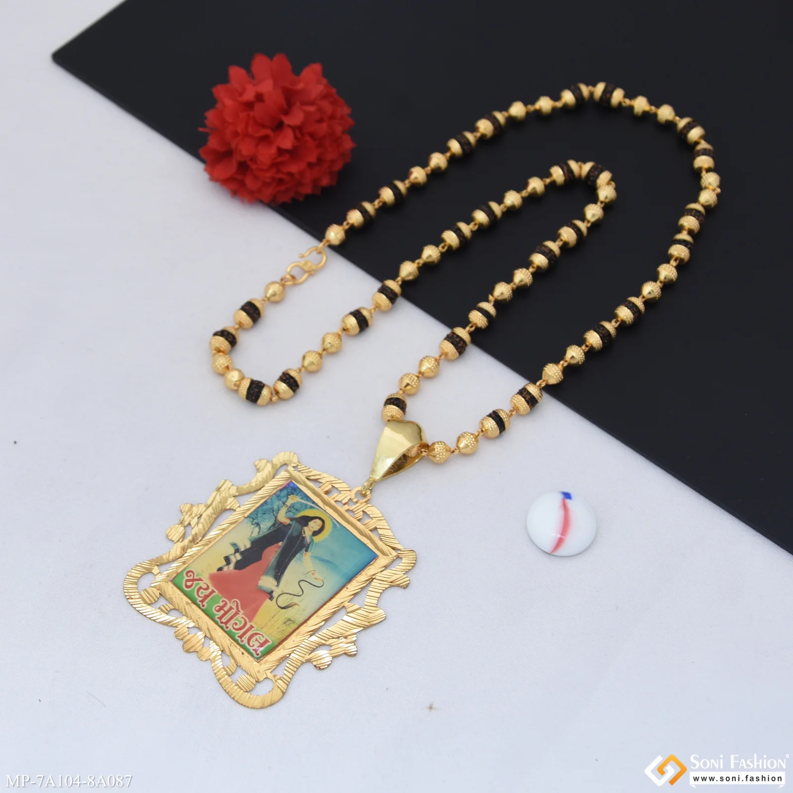 Jay Mogal Fashionable Design Pendant with Rudraksha Mala for Men (MP-A104-A087) - Image 4