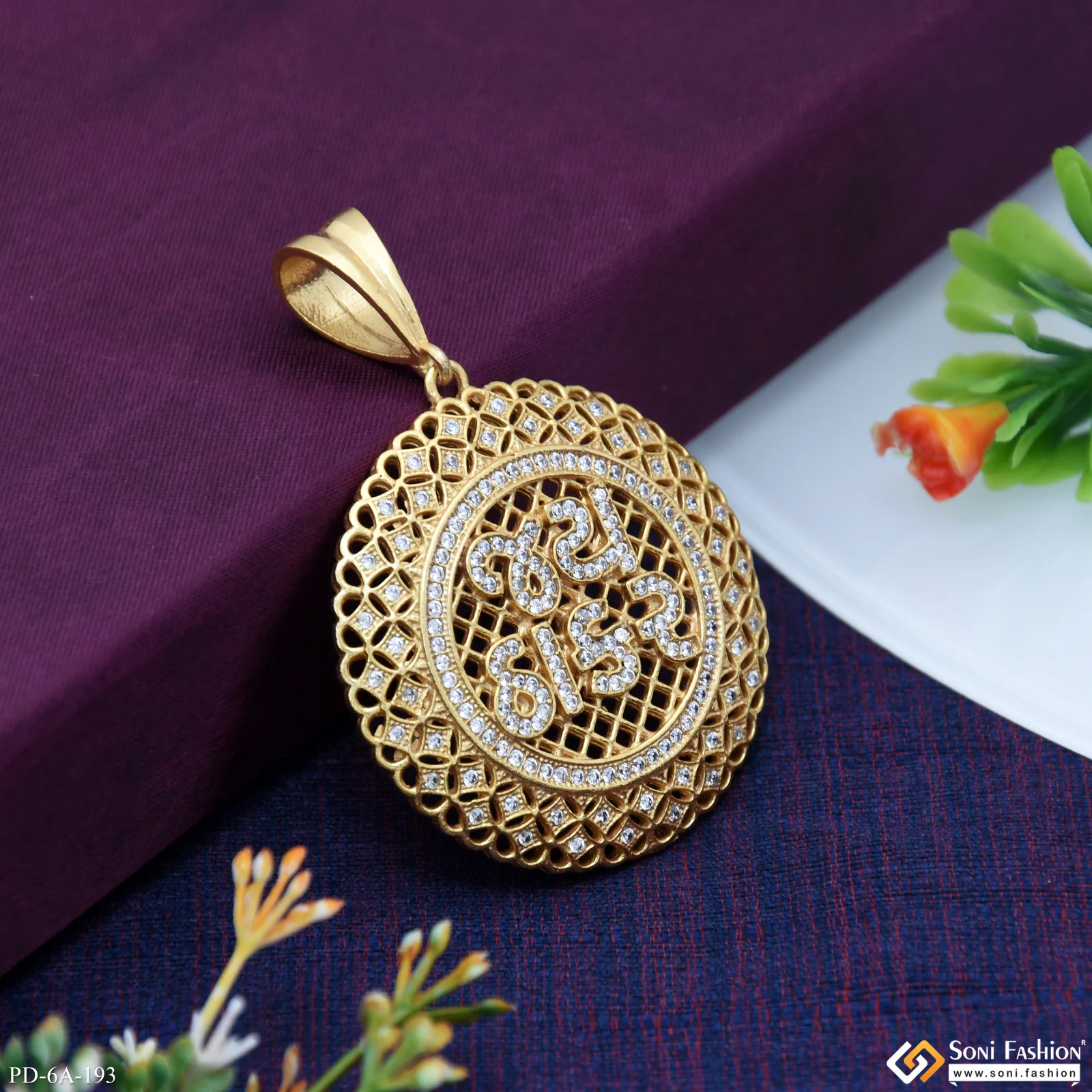 Jay Thakar Round Stylish Design Best Quality Gold Plated Pendant For Men - Style A193 - Image 3