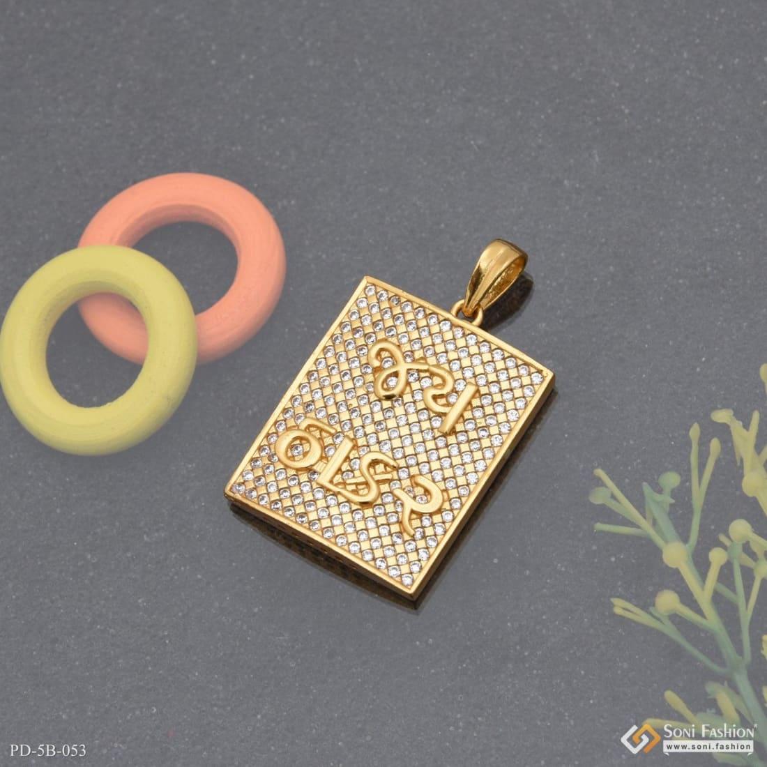 Jay Thakar with Diamond Best Quality Gold Plated Pendant for Men - Style B053 - Image 3