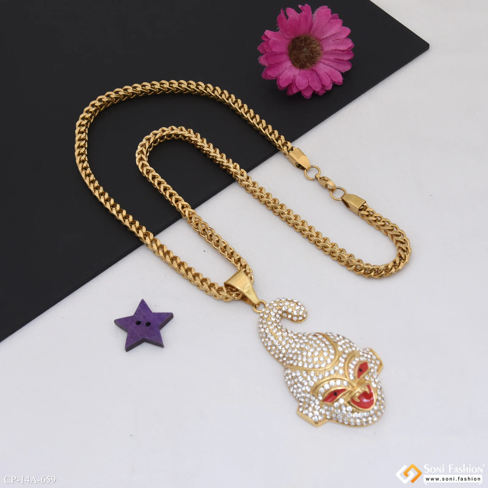 Joker Latest Design Golden Color Pendant With Chain for Men - Style A659 - Image 4