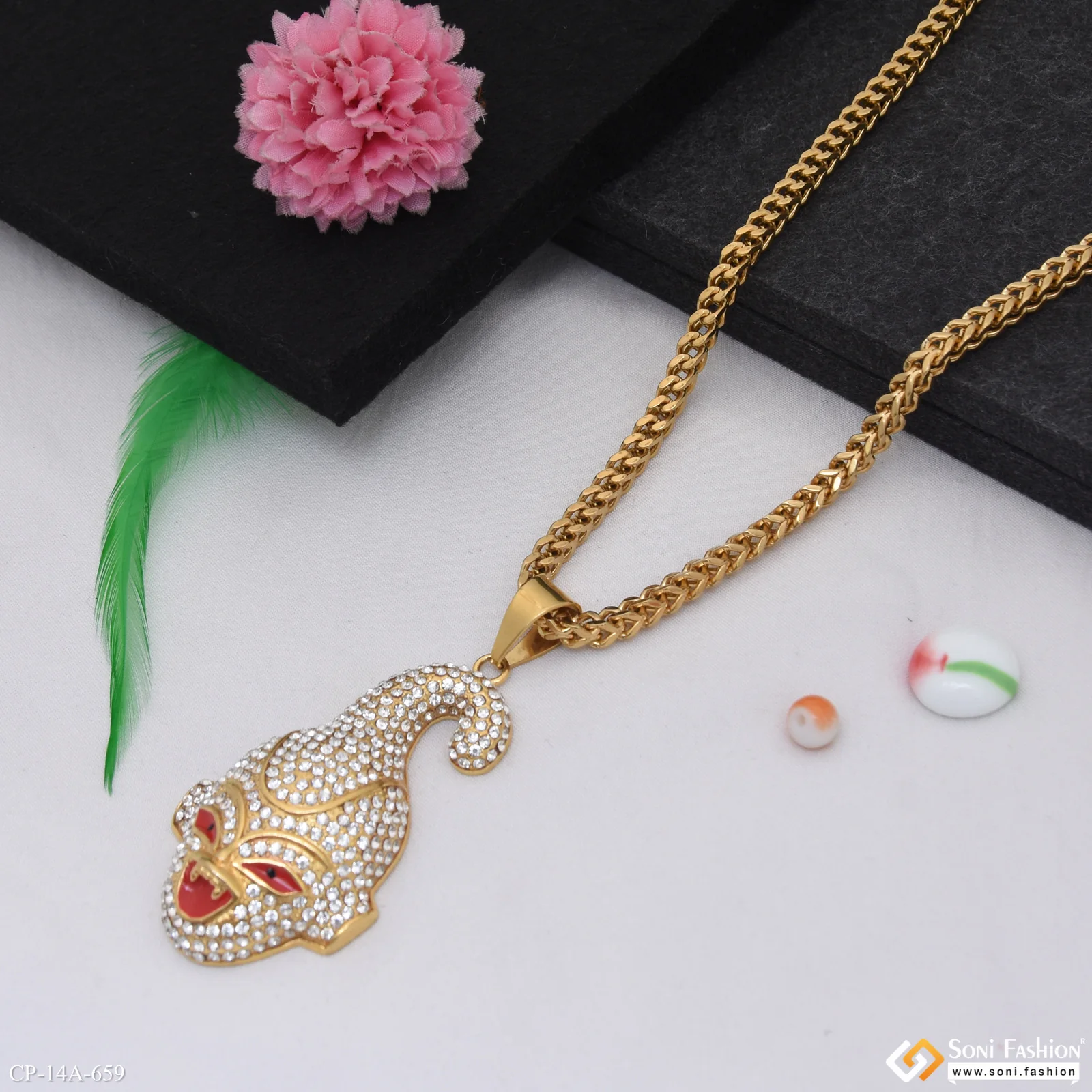 Joker Latest Design Golden Color Pendant With Chain for Men - Style A659 - Image 6