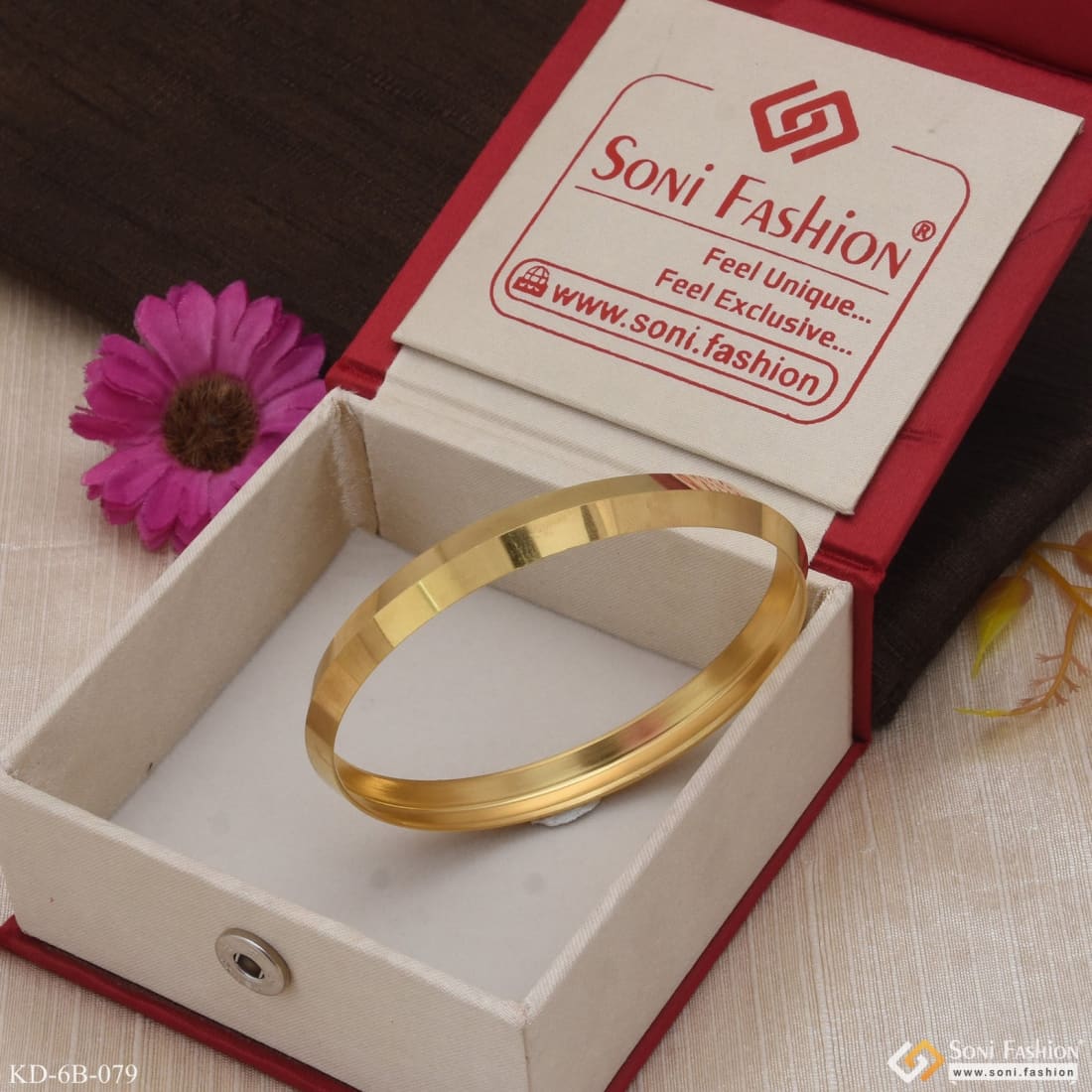 Kada Chic Design Superior Quality Gold Plated Punjabi Kada for Men - Style B079 - Image 6
