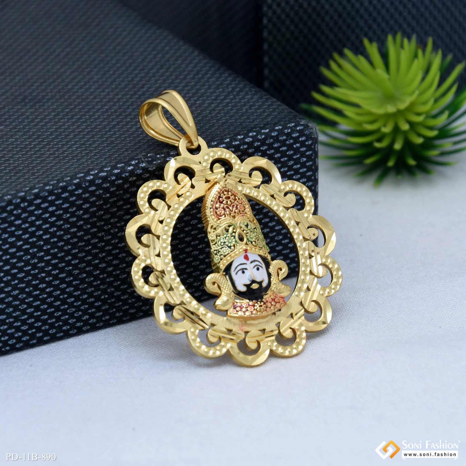Khatu shyam Artisanal Design Gold Plated Pendant for Men - Style B890
