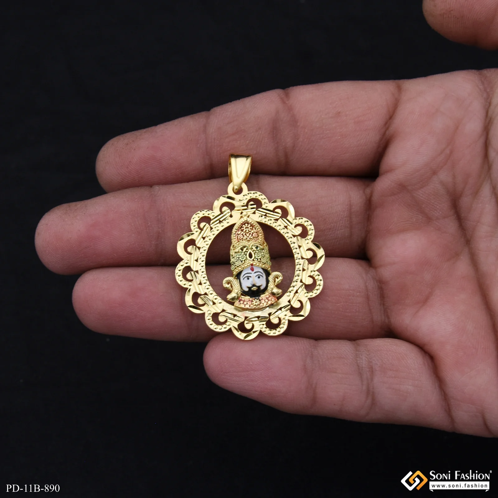 Khatu shyam Artisanal Design Gold Plated Pendant for Men - Style B890 - Image 2