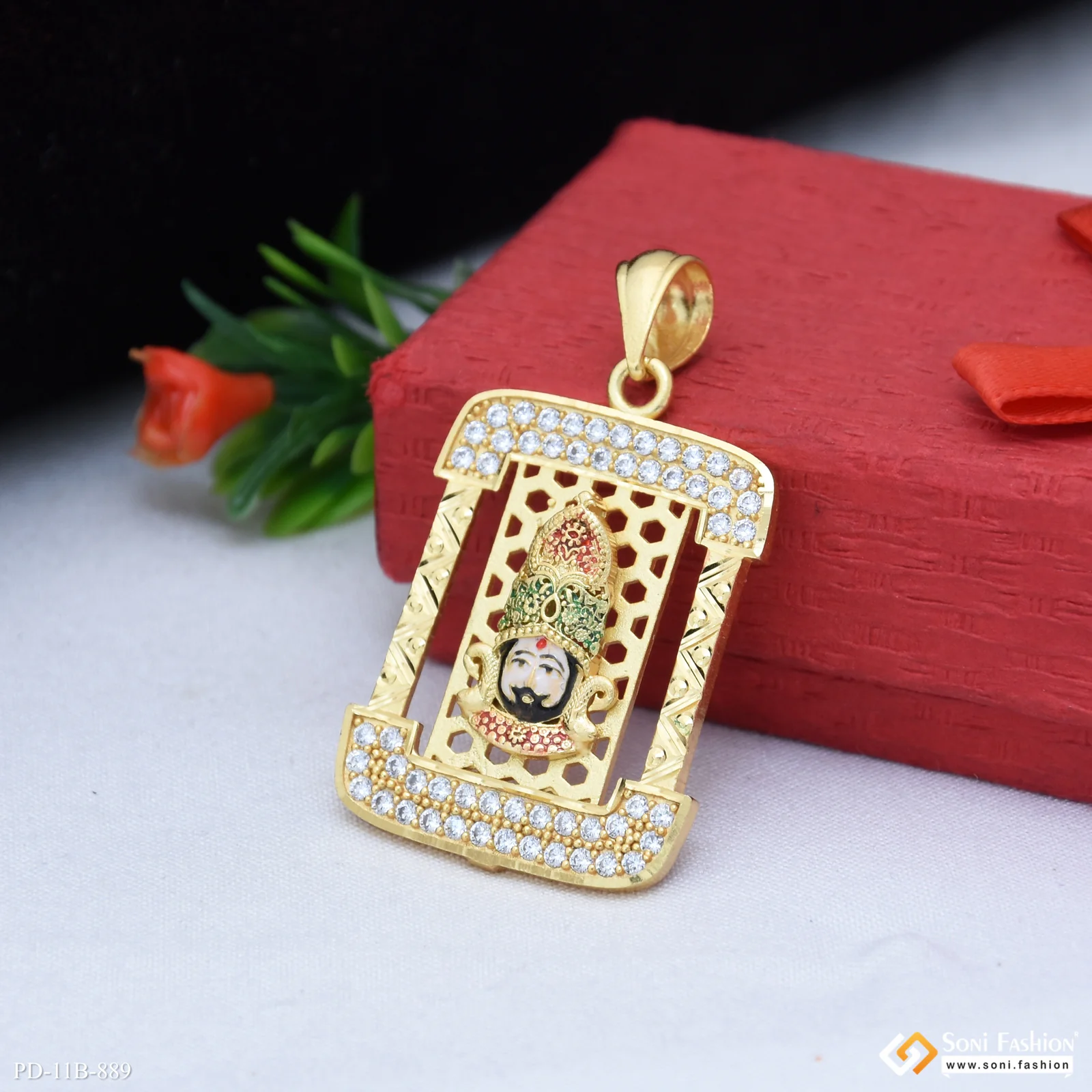 Khatu shyam Excellent Design Gold Plated Pendant for Men - Style B889 - Image 3