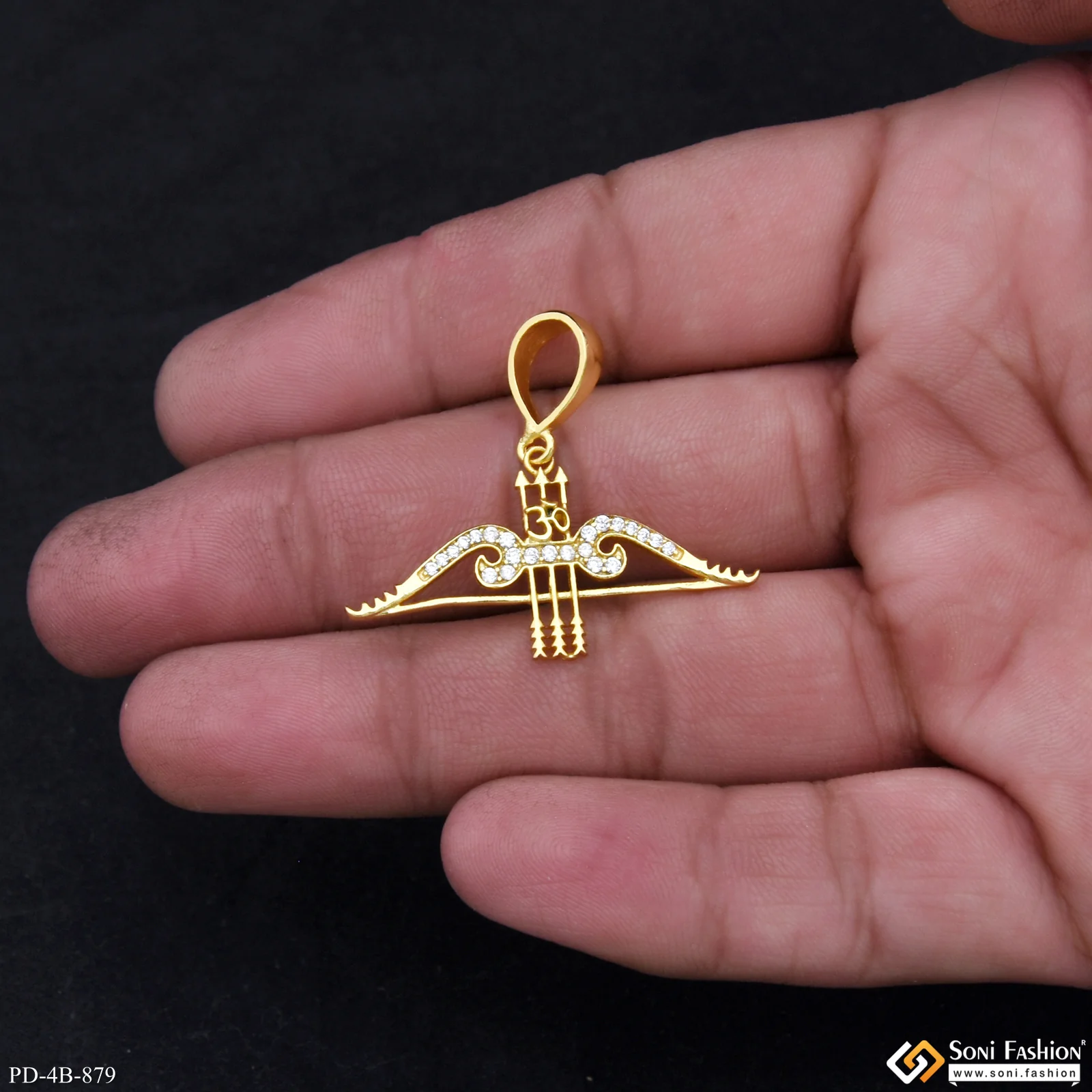 Khatu Shyamji Dhanush Baan Gold Plated Pendant For Men - Style B879